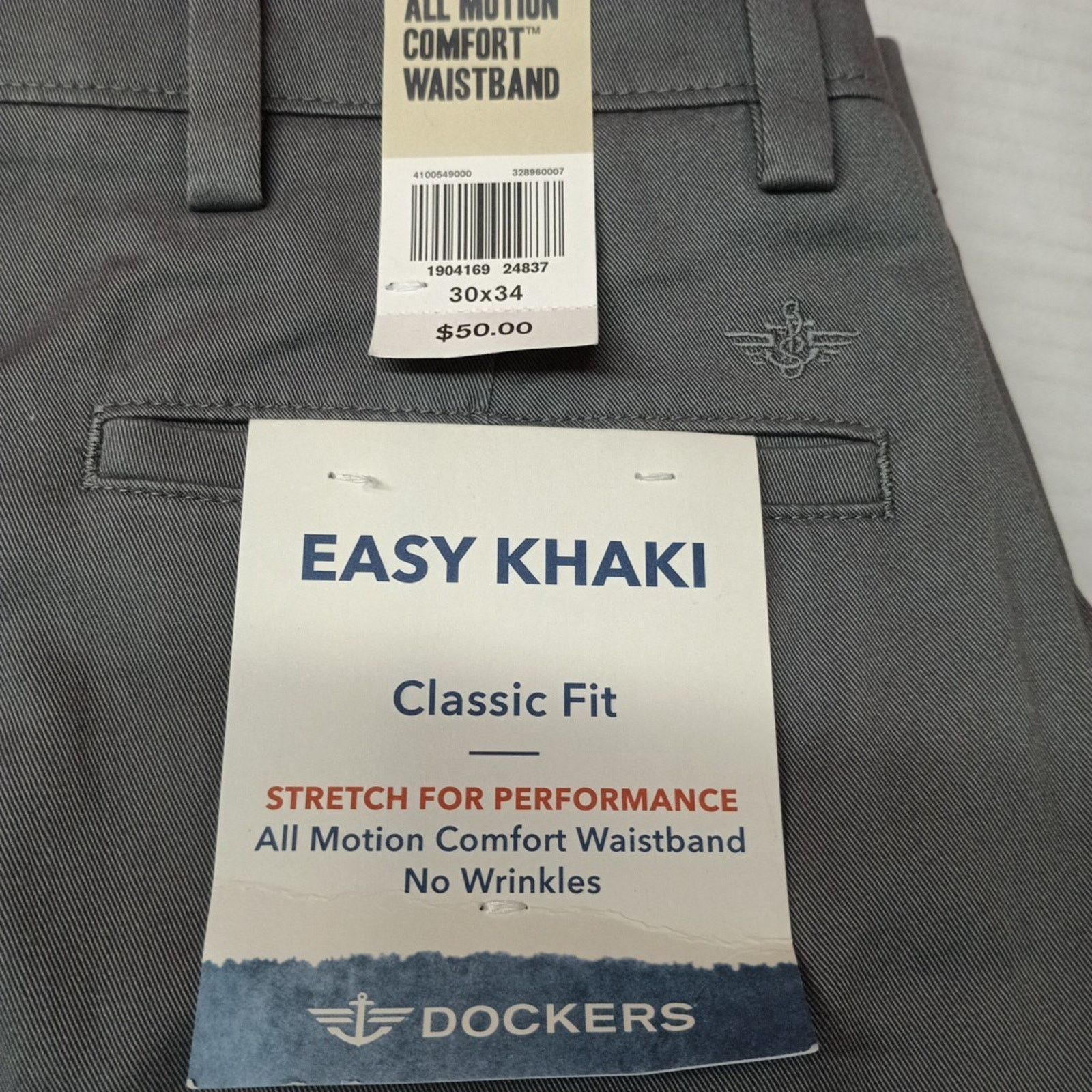 Dockers Dockers Easy Khakis Pants Men's 30x34 Gray Classic Fit Size US 30 / EU 46 - 2 Thumbnail