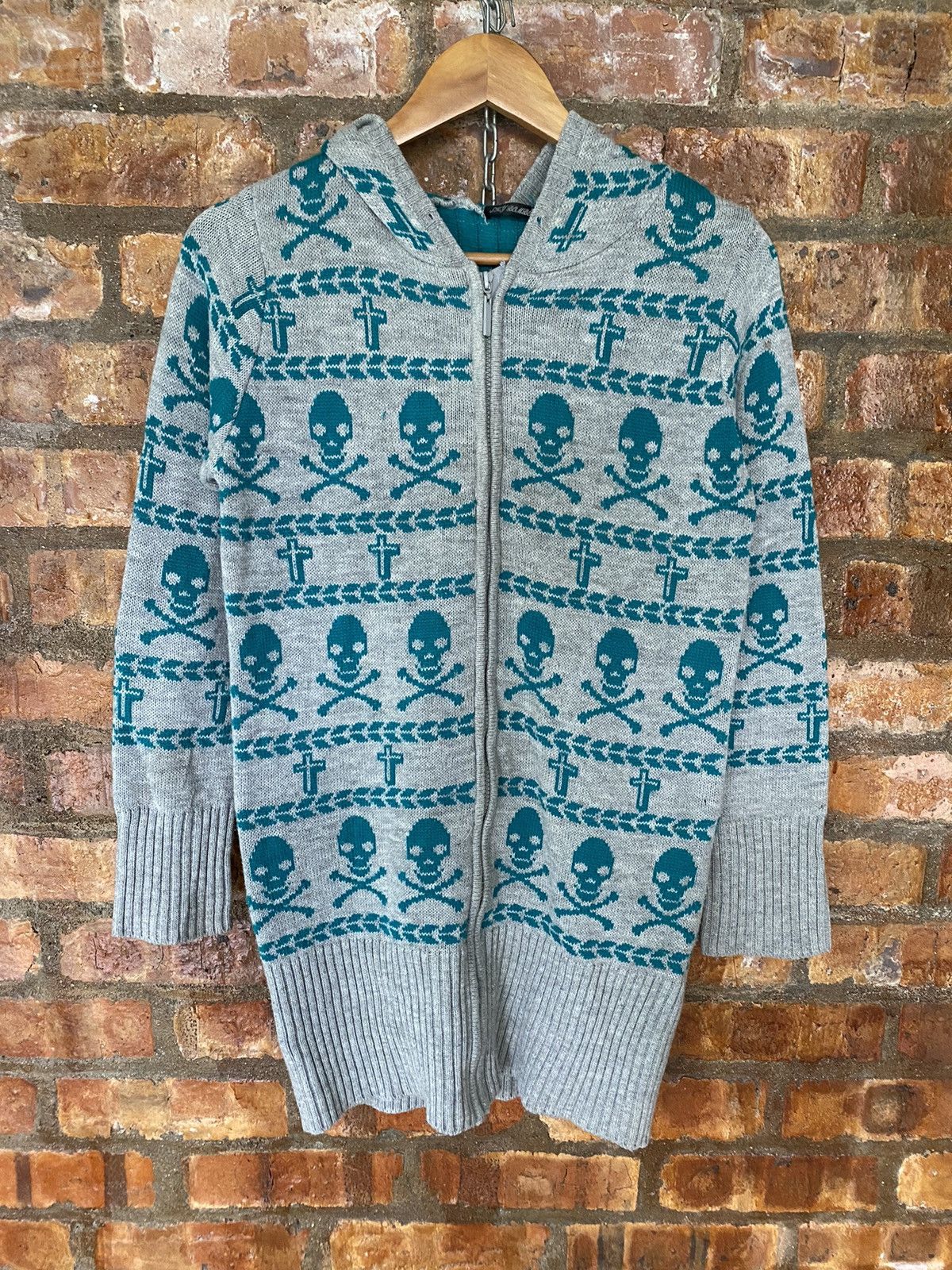 Angel Blue Sky Bomber Japan Cross and Skull knit Size S / US 4 / IT 40 - 2 Thumbnail