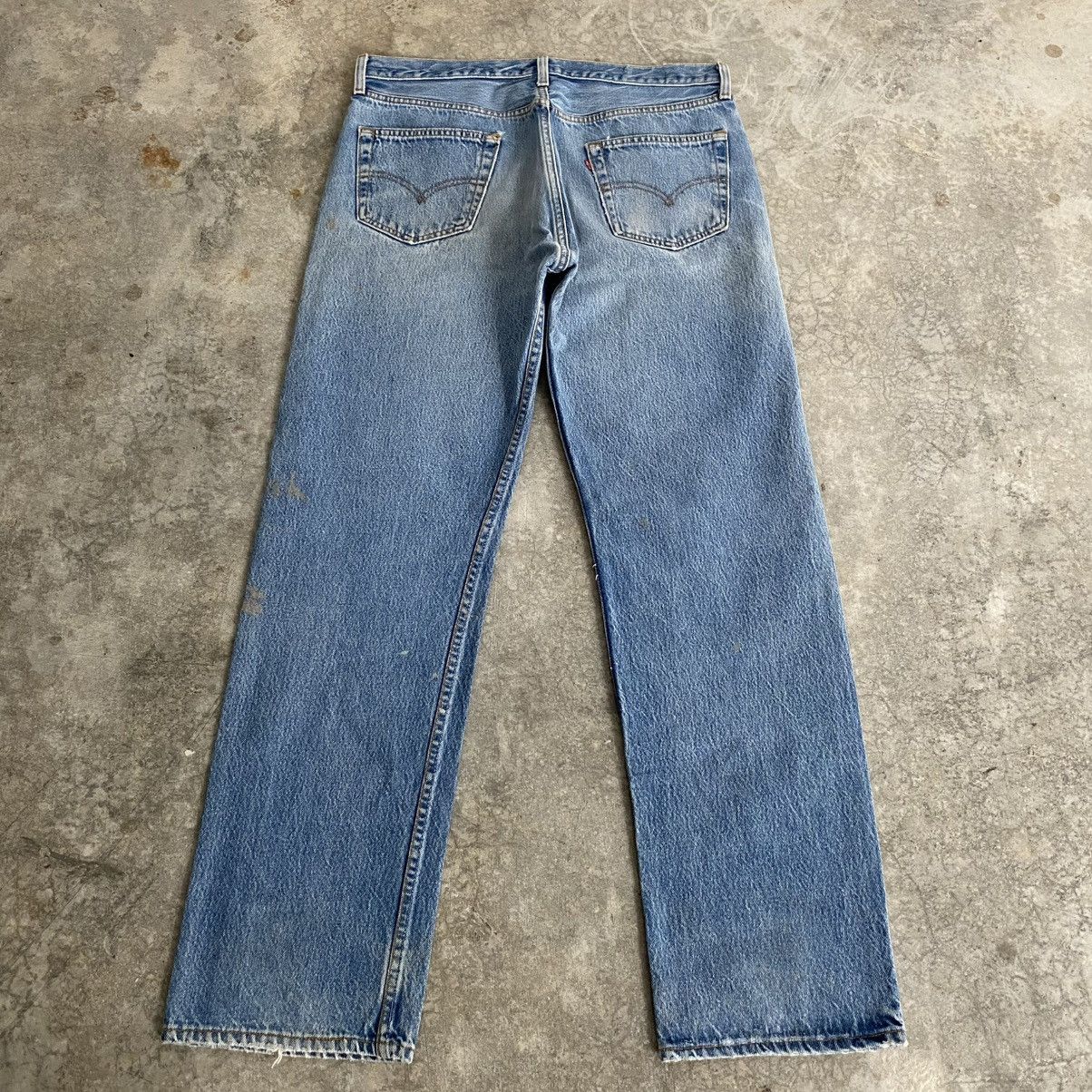 Levi's Vintage 1996 Levis 501 Faded Stonewashed Blue Denim Jeans Size US 35 - 12 Thumbnail