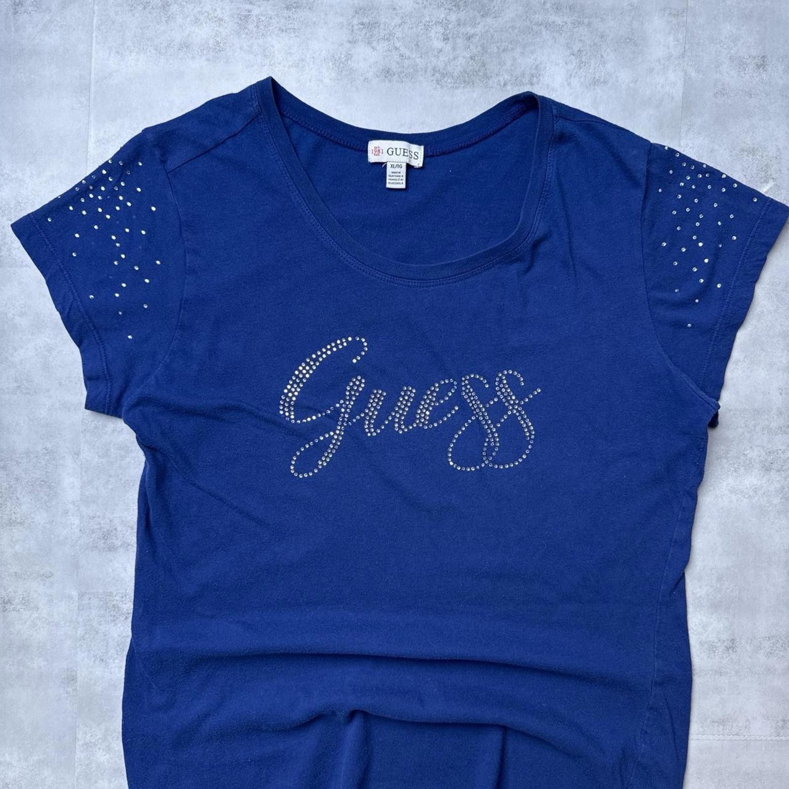 Guess Y2K Guess 00s Vintage Blue Rhinestones shirt Size US XL / EU 56 / 4 - 3 Thumbnail