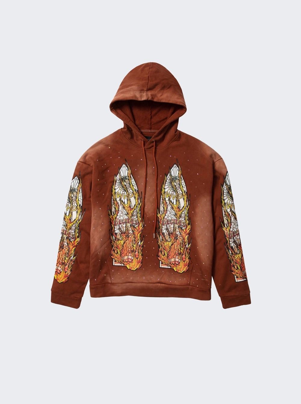 Who Decides War WDW "Faded Flame Glass" Rust Rhinestone Hoodie Size US XL / EU 56 / 4 - 1 Preview