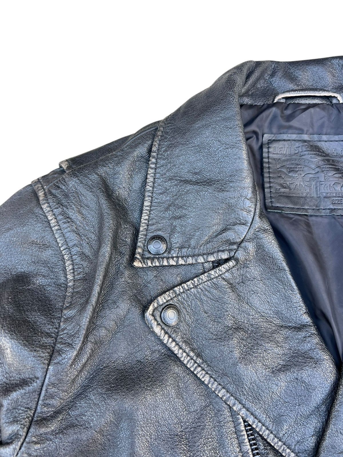 Levi's Levi’s Talon Patina Black Leather Double Collar Biker Jacket Size US M / EU 48-50 / 2 - 4 Thumbnail