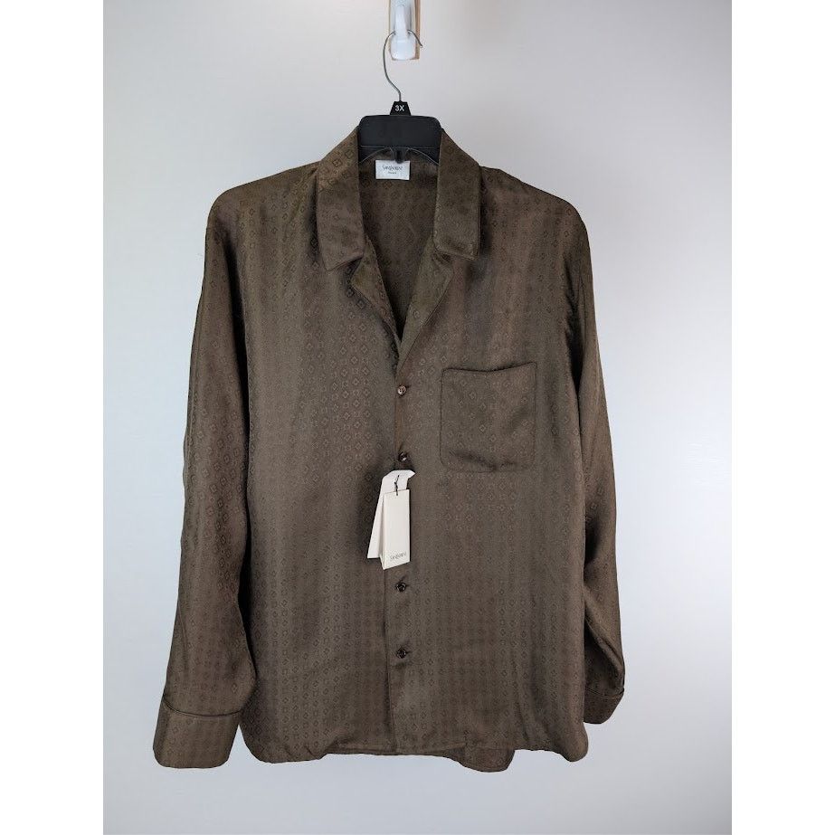 Saint Laurent Paris o1rshd1 Button Shirt in Brown Size US S / EU 44-46 / 1 - 8 Thumbnail