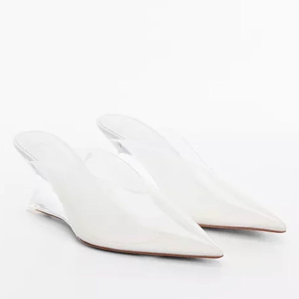 Mango Mango Transparent Vinyl Pointy Toe Sculptural Wedge Shoes 39 Size US 8 / IT 38 - 2 Thumbnail