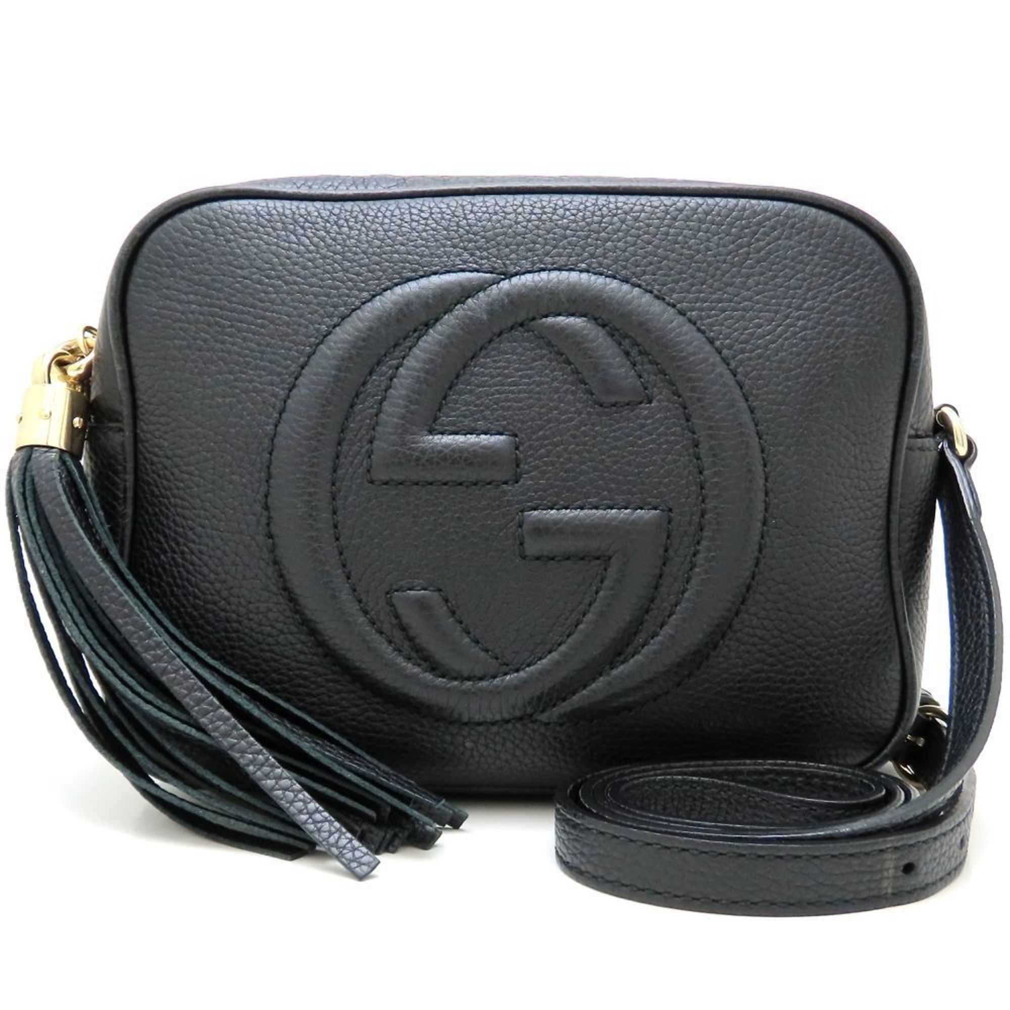 Gucci Small Disco Bag 308364 Shoulder Soho Leather Black 352374, Women's