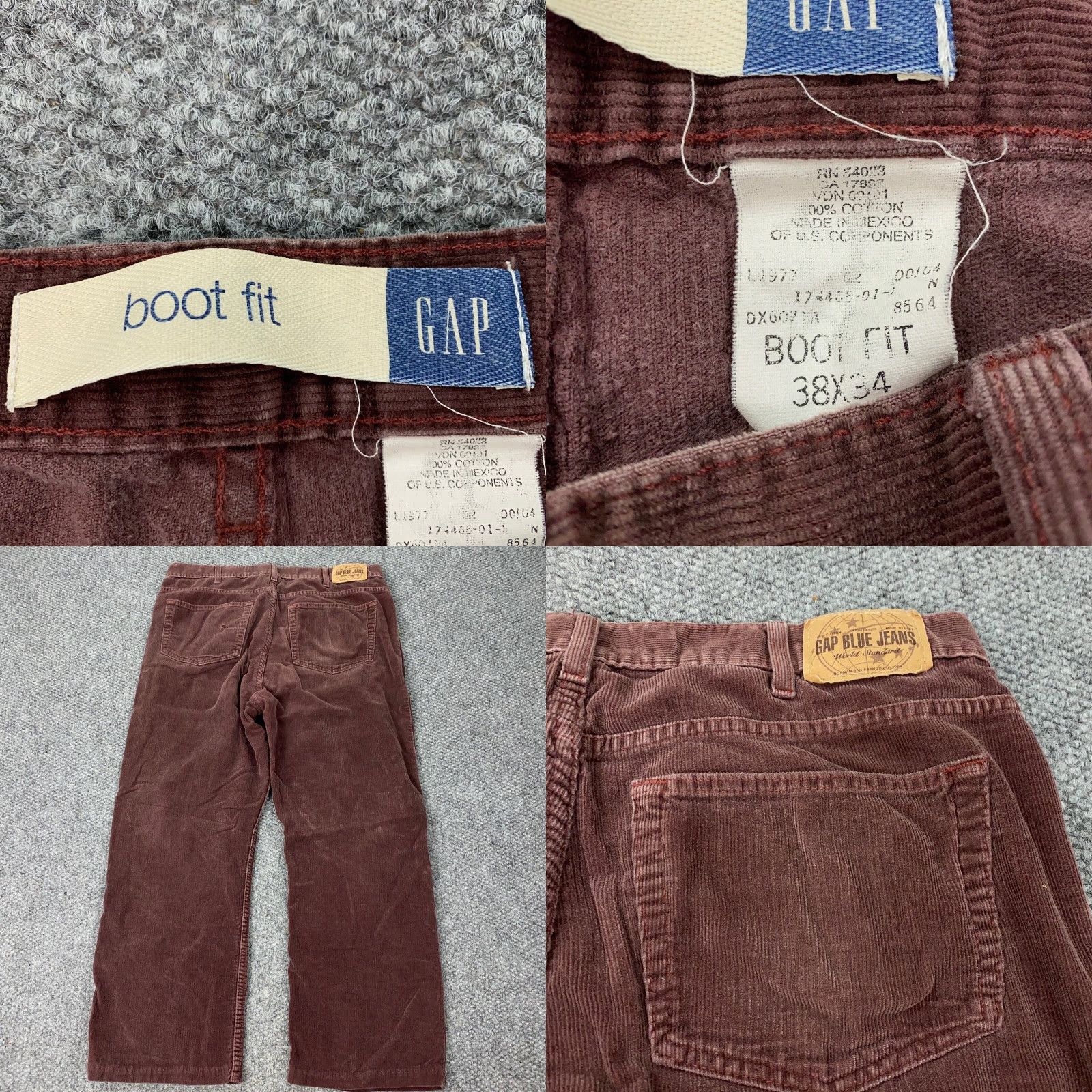 Gap VINTAGE Gap Corduroy Pants 38x27 Maroon Boot Fit Straight 90s Grunge Mens Size US 38 / EU 54 - 8 Thumbnail