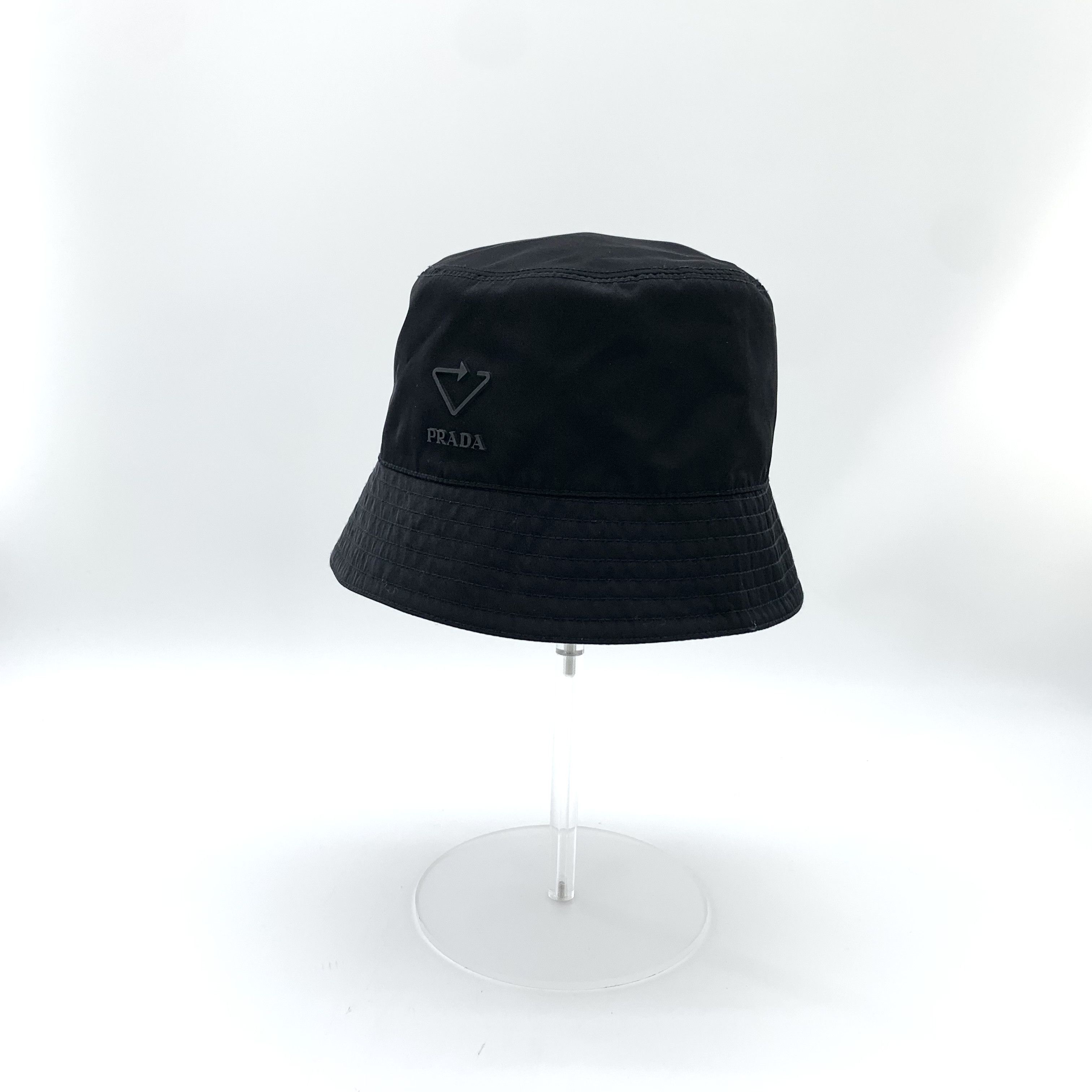 Prada Prada Black Triangle Logo Cotton Bucket Hat (Size S) Size ONE SIZE - 8 Thumbnail