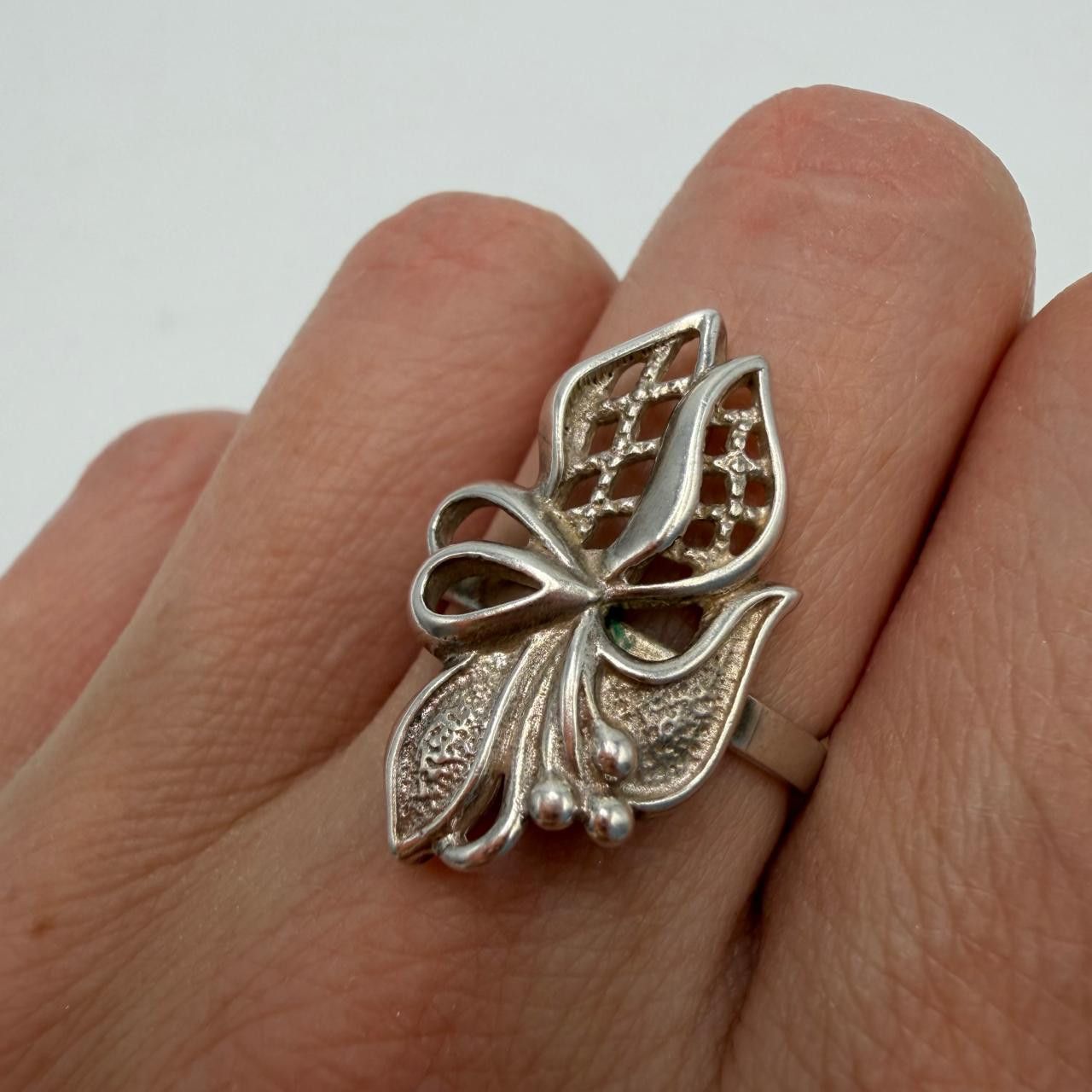 Sterling Silver Vintage USSR 925 Sterling Silver Filigree Ring Size 7.25 US Size ONE SIZE - 10 Thumbnail