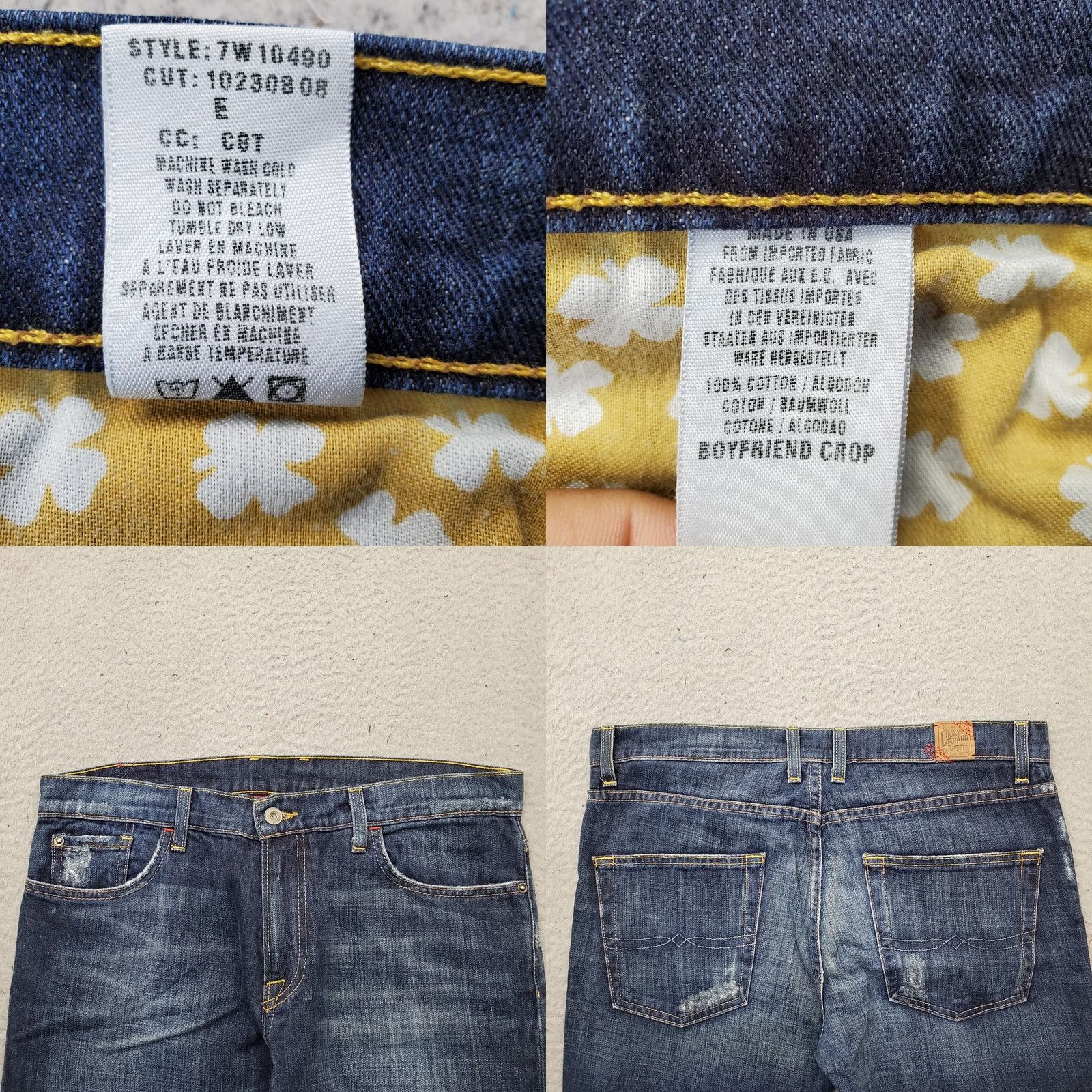 Lucky Brand Lucky Brand Boyfriend Crop Jeans Womens Size 6 Blue Denim Distressed Straight Leg Jeans Size 28" / US 6 / IT 42 - 8 Thumbnail