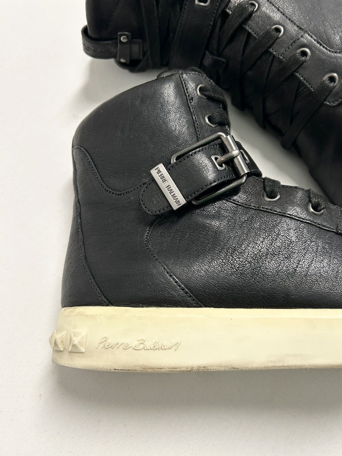 Balmain 2012 Buckle Strap Leather High-Top Sneakers Size US 10 / EU 43 - 5 Thumbnail