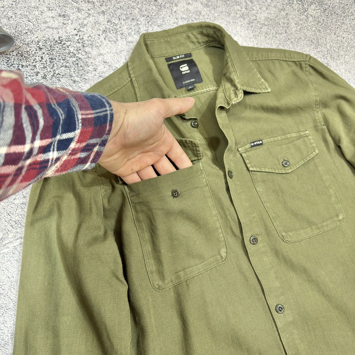 Designer × G-Star G-Star RAW Olive Marine Slim Shirt M size Size US M / EU 48-50 / 2 - 8 Thumbnail