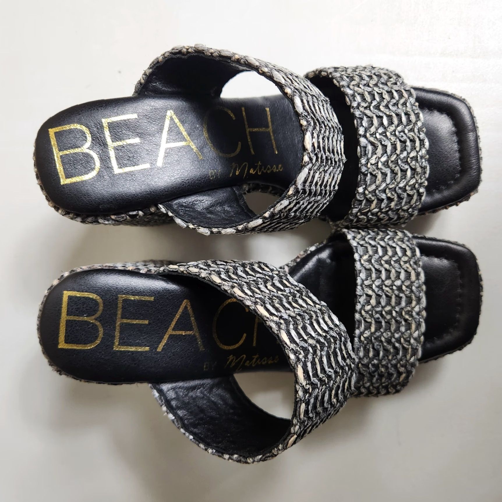 Matisse VINTAGE Beach by Matisse Womens |5| Black/Gray Gem Raffia Open Toe Slip-On Platform Heel Size US 5 / IT 35 - 4 Thumbnail