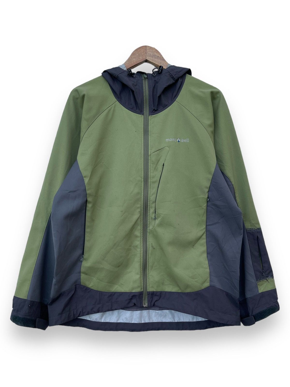 Montbell Mont-bell Men's Green/Gray Hooded Full Zip Outdoor Jacket Size US M / EU 48-50 / 2 - 2 Thumbnail