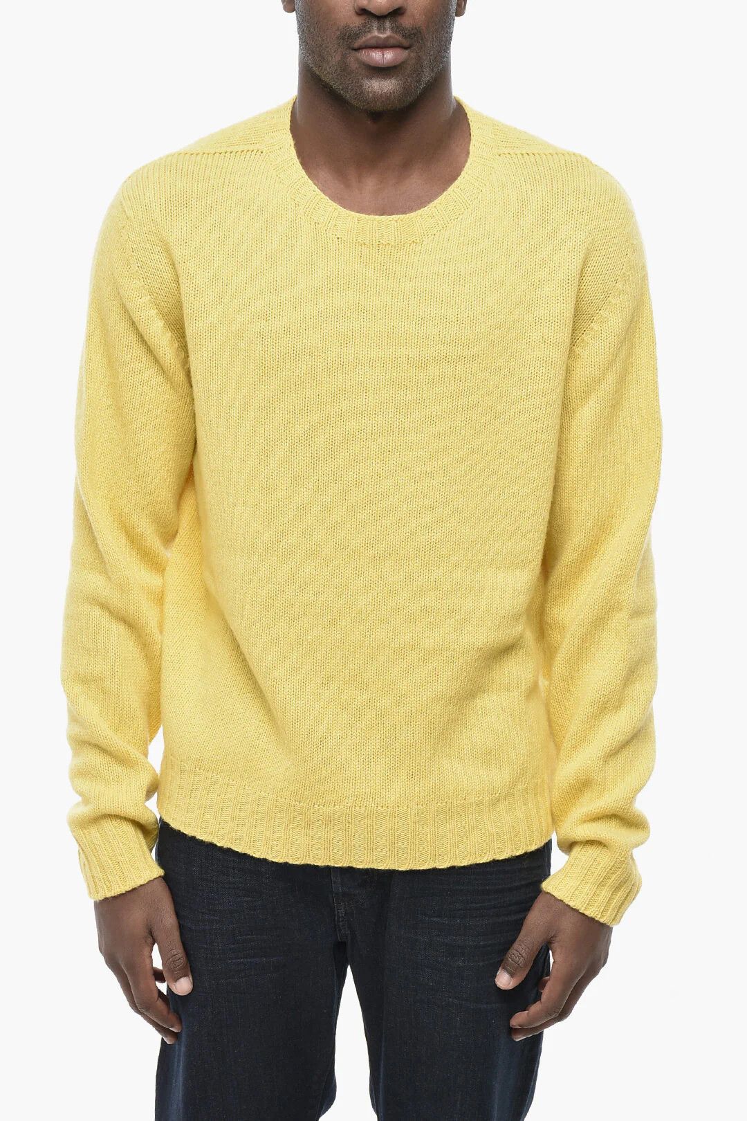 Palm Angels og1mm0326 Cashmere Blend Crew Neck Sweater in Yellow Size US M / EU 48-50 / 2 - 1 Thumbnail