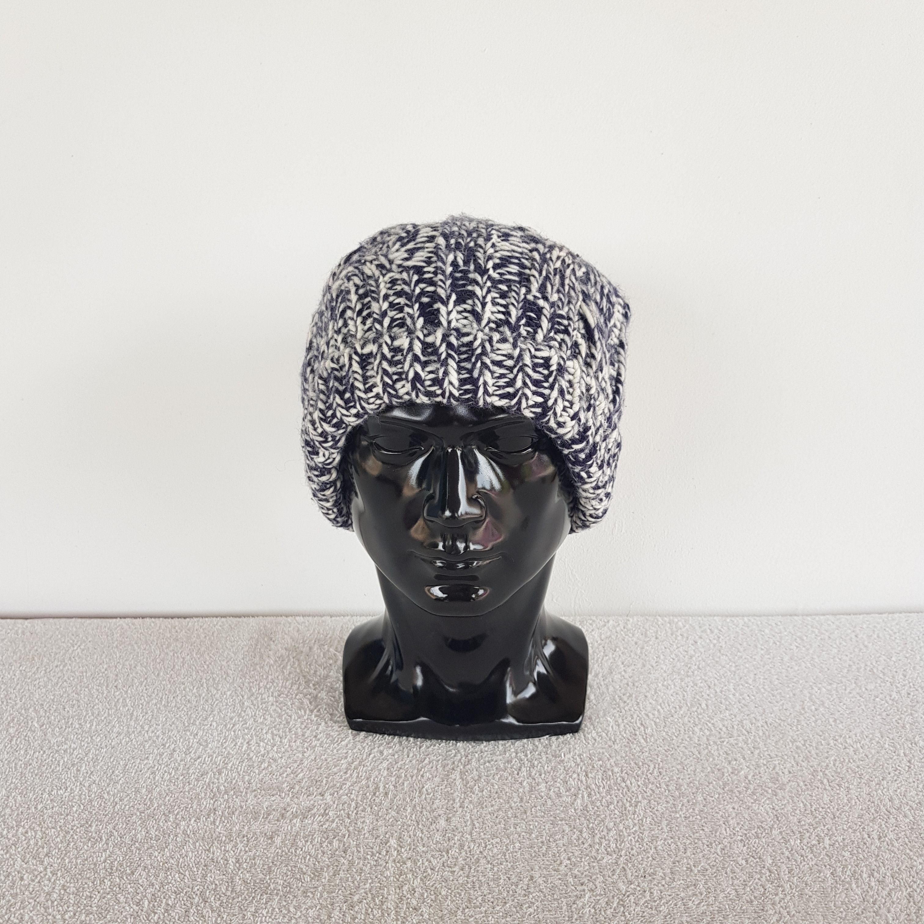 Homespun Knitwear Vintage Japanese Crochet Ribbed Knit Beanie Snow Caps Hats. Size ONE SIZE - 2 Thumbnail