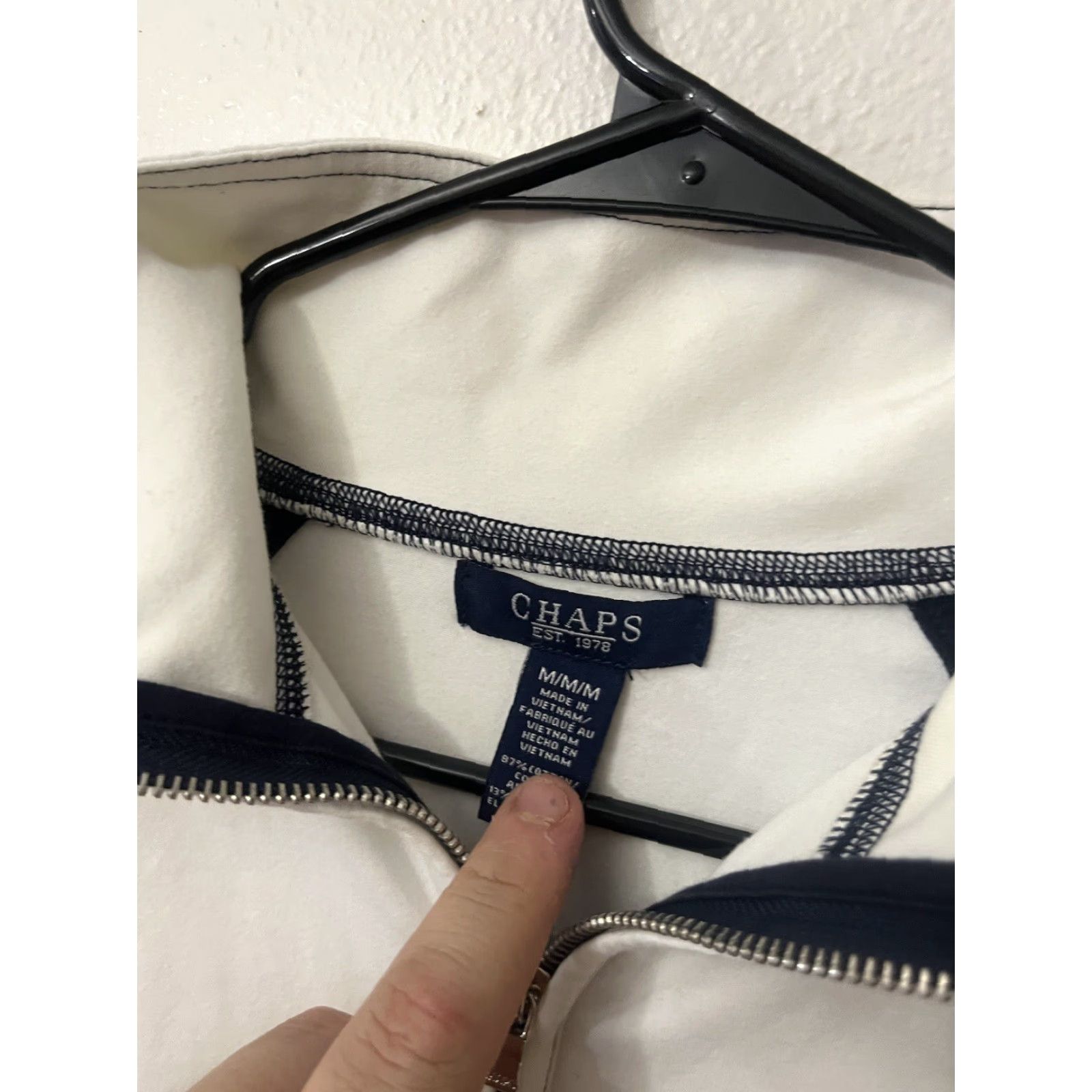 Chaps VINTAGE Chaps Jacket Shirt Womens Medium White Navy Zippered Long Sleeve Activewear 90s Mens Womens? Size M / US 6-8 / IT 42-44 - 3 Thumbnail