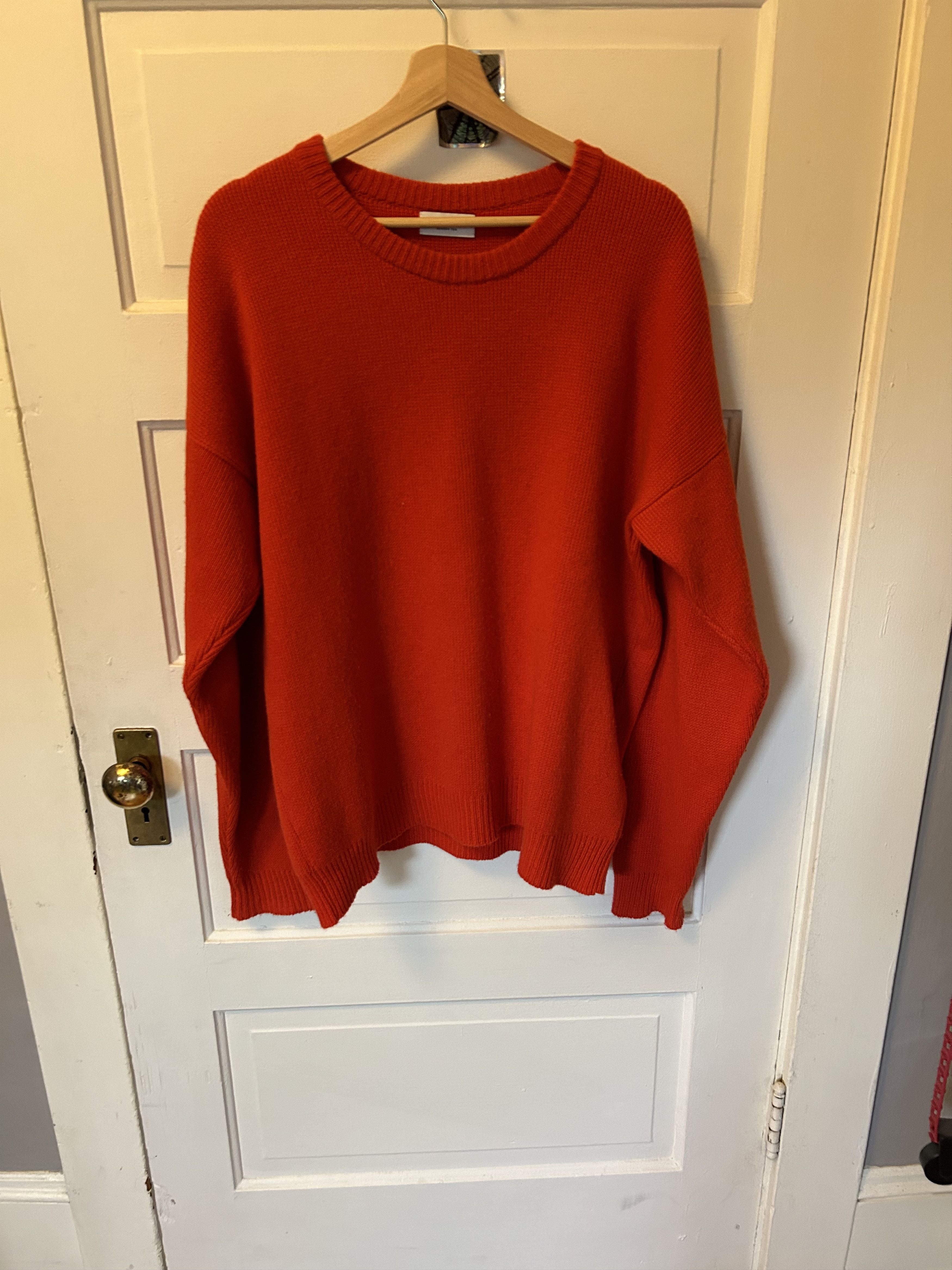 John Elliott Red Cashmere Cropped Crew Sweater