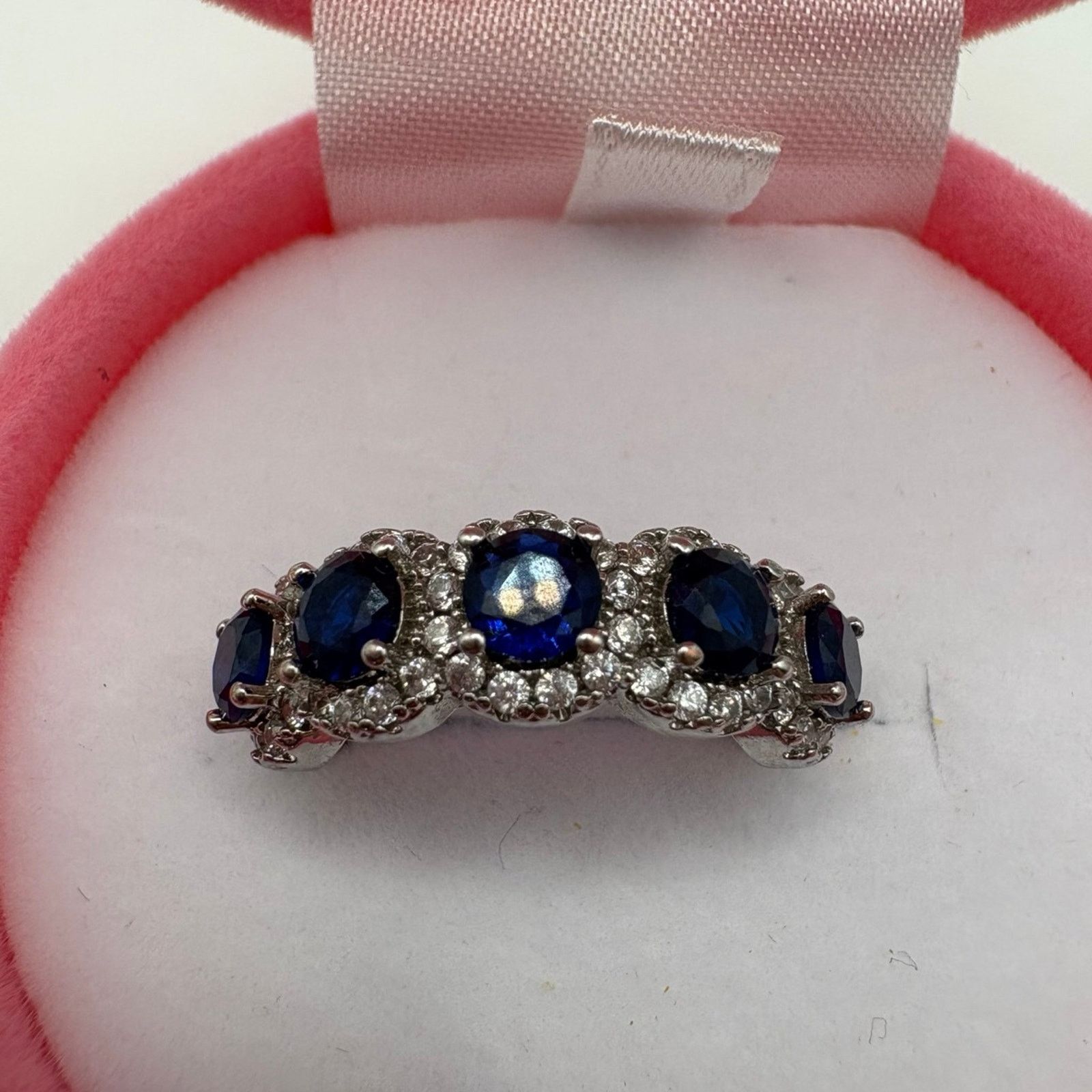 Other Five-Stone Blue CZ Halo Statement Ring - Size 7.25 Size ONE SIZE - 5 Thumbnail