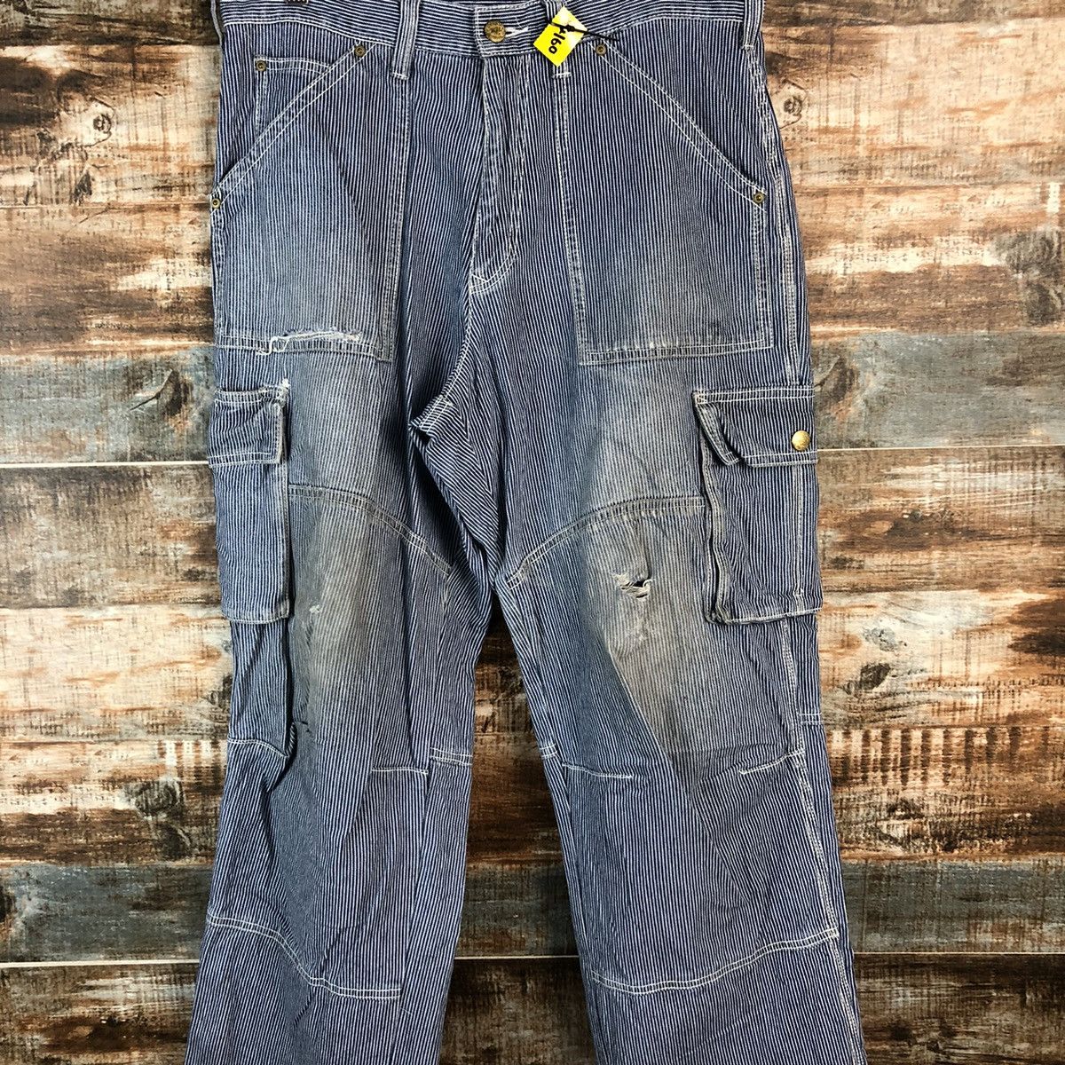Japanese Brand Dogman Blue Striped Multipocket utility cargo Pants #A2160 Size US 33 - 5 Thumbnail
