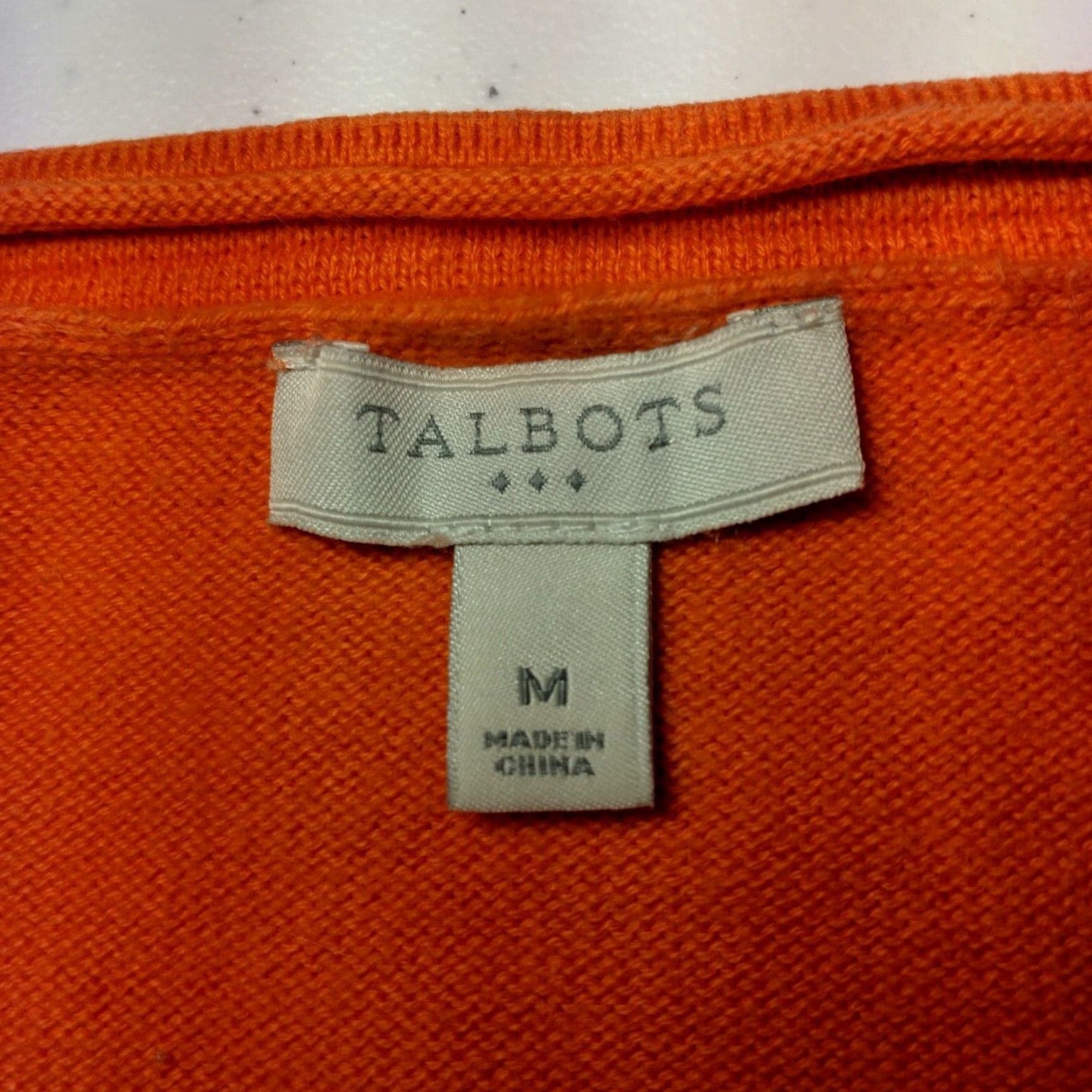 Talbots Talbots Cardigan Sweater Women M Orange Cotton Button Up Casual Knit Round Neck Long Sleeve Size M / US 6-8 / IT 42-44 - 3 Thumbnail