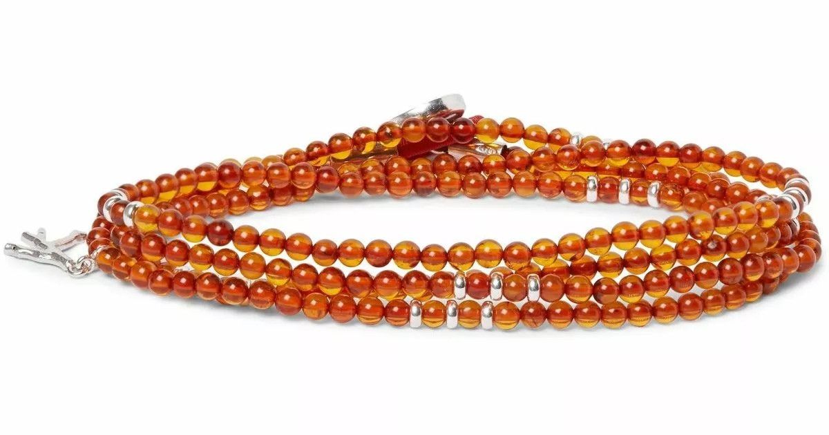 Isaia Silver Hematite Wrap Bracelet Orange Saracino Jewlery Men's Size ONE SIZE - 2 Thumbnail