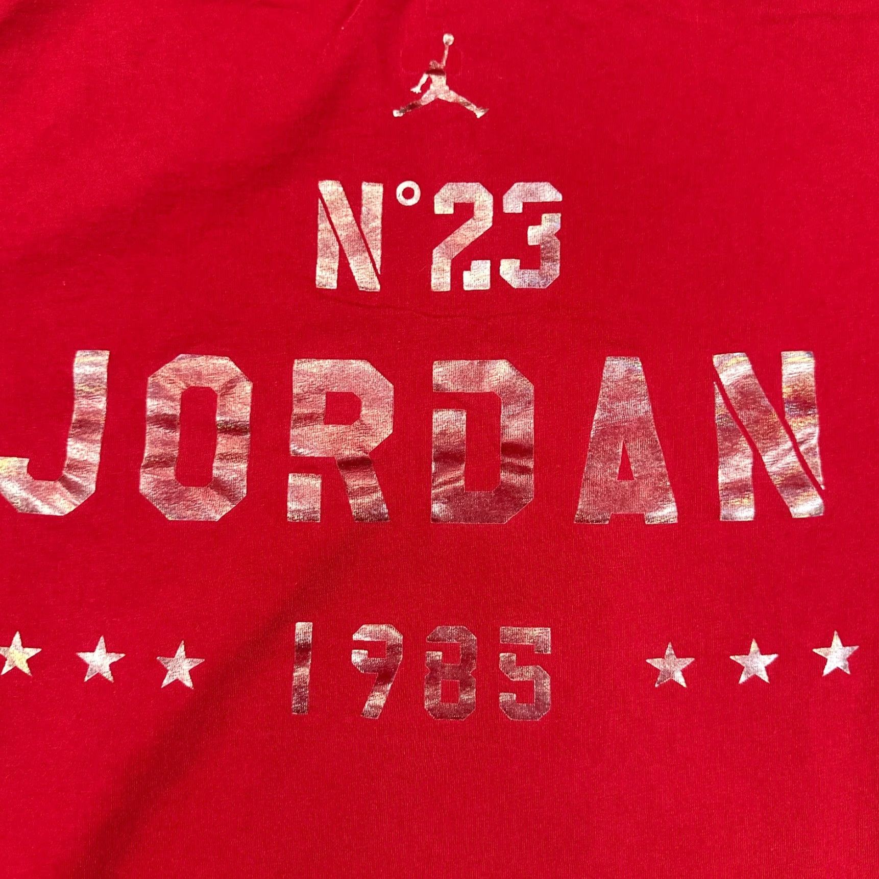 Jordan Brand Air Jordan T-Shirt Mens L Red Sliver Decals Basketball NBA 1985 Size US L / EU 52-54 / 3 - 3 Thumbnail
