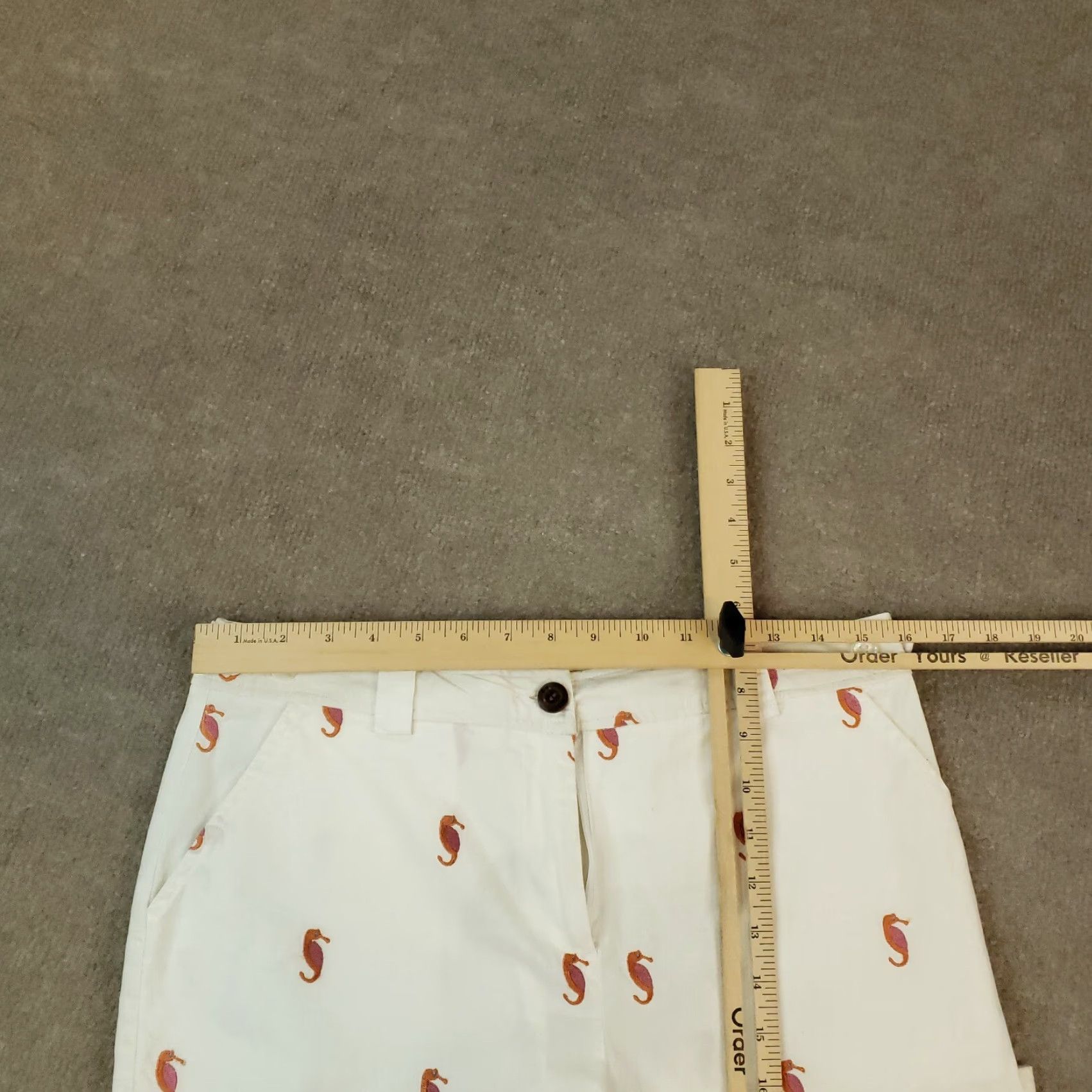 Vintage Lulu-B Womens Capri Pants White Extra Large XL Seahorse Size 30" / US 8 / IT 44 - 4 Thumbnail