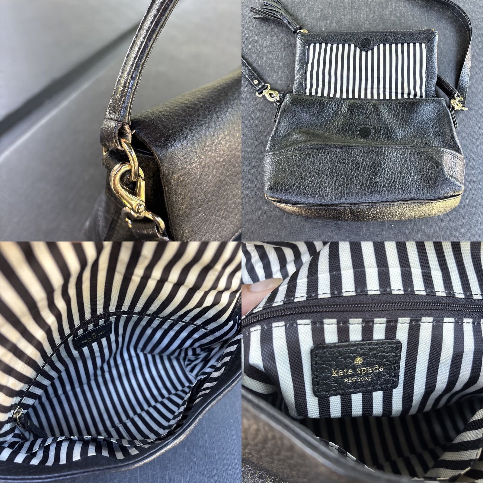 Vintage kate spade new york Crossbody Shoulder Bag Black Pebbled Leather Southport Ave Carmen Size ONE SIZE - 11 Thumbnail