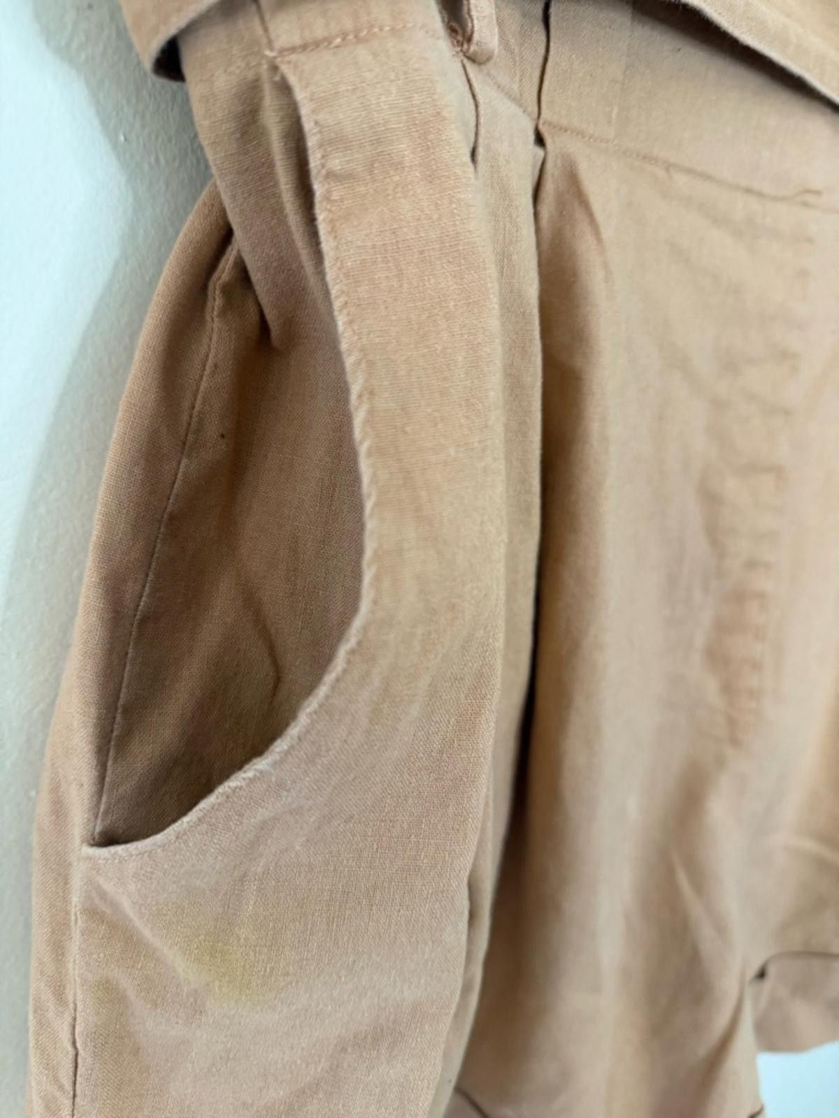 Asos ASOS paper bag linen blend shorts light brown/ tan SZ 14 Size 36" / US 14 / IT 50 - 3 Thumbnail