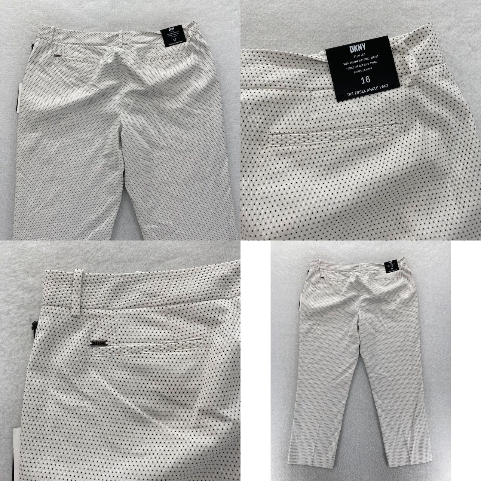 DKNY DKNY The Essex Ankle Pant Women's 16 White Stretch Fabric Slim Leg Cropped NWT Size 38" / US 16 / IT 52 - 9 Thumbnail