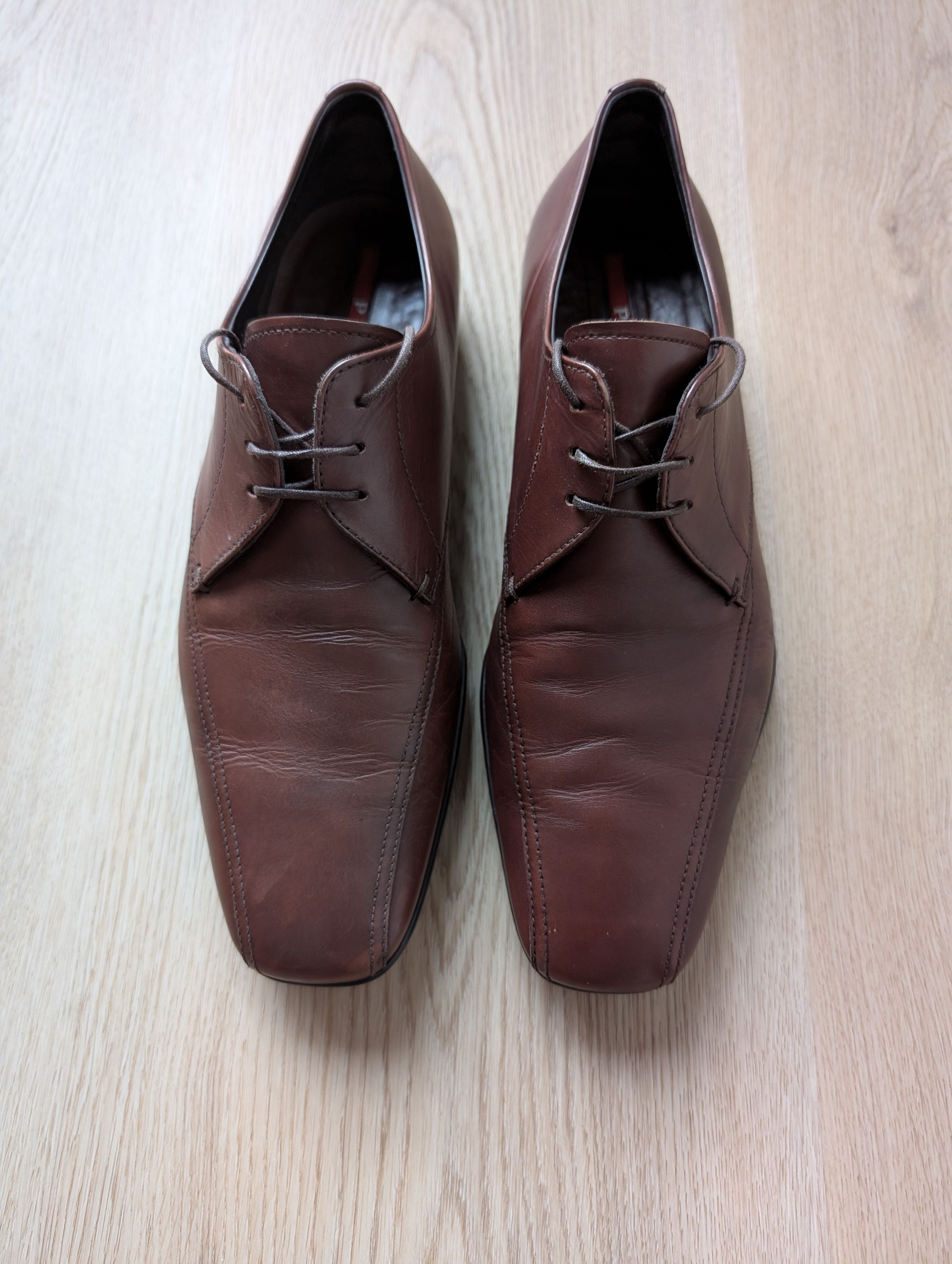 PRADA Olive Grained Leather Oxford Shoes Mens 6/ W Prada Men main image 2