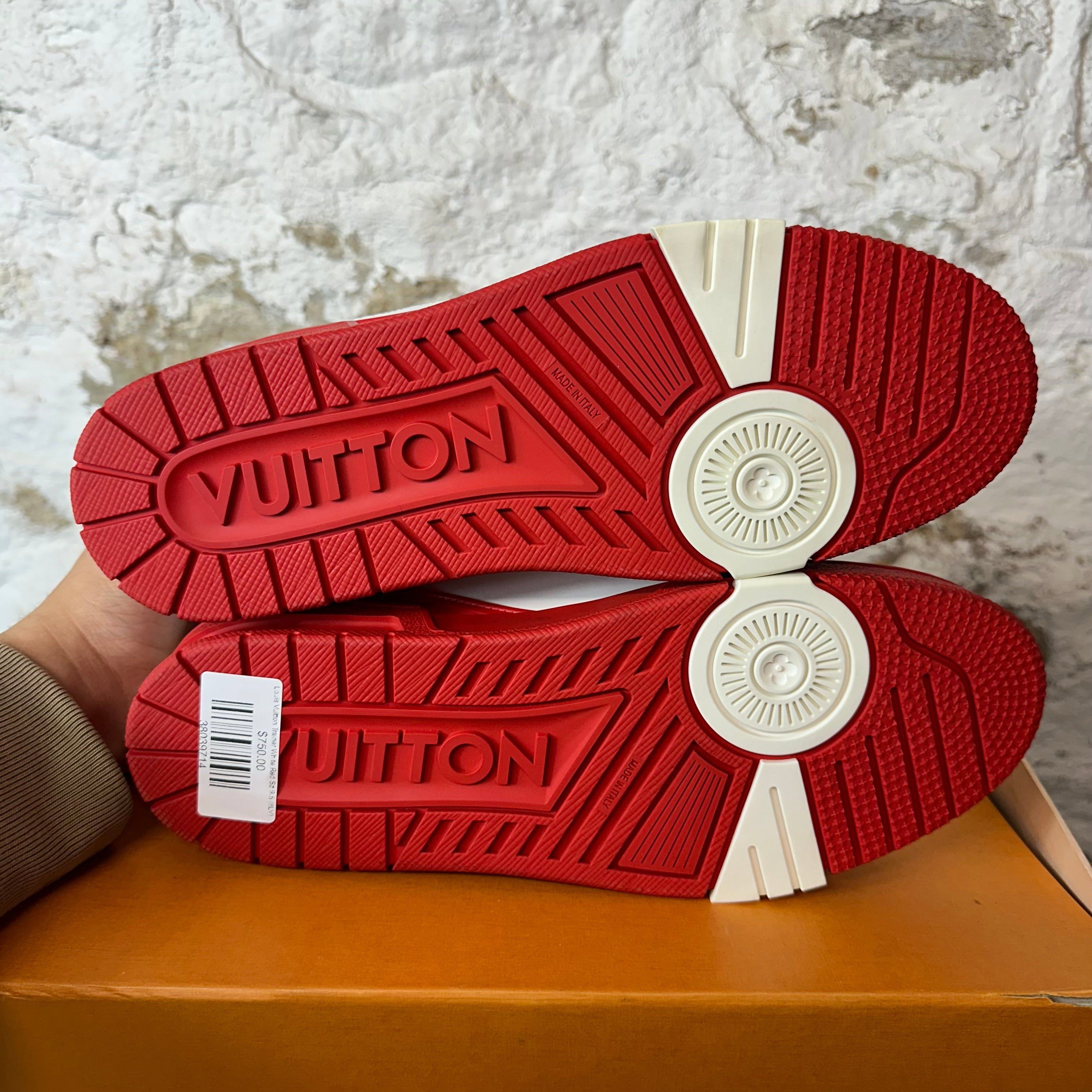Louis Vuitton Louis Vuitton Trainer White Red Sneaker Sz 9.5 (8LV) Size US 9.5 / EU 42-43 - 7 Thumbnail