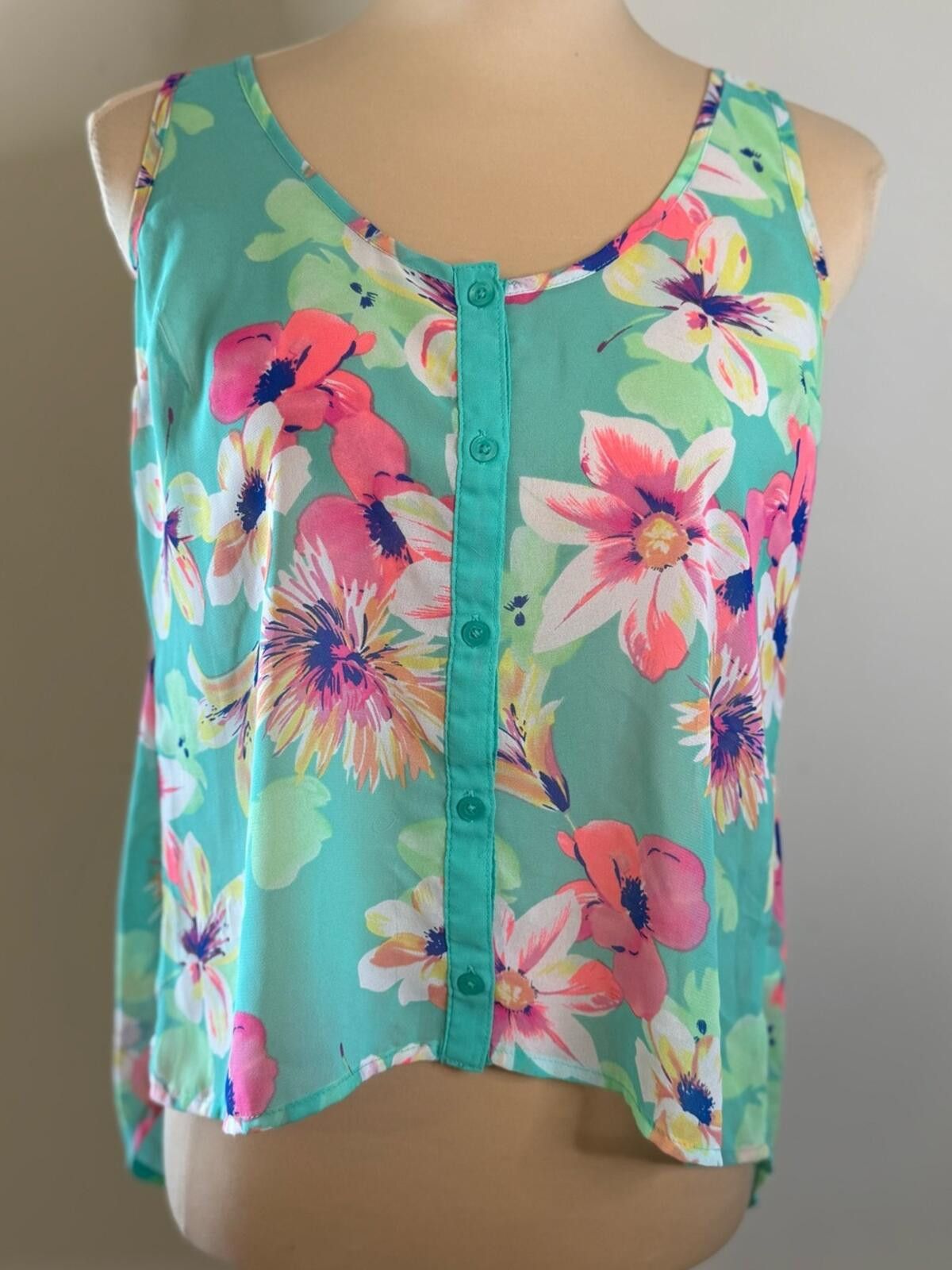 Other Candies floral tank top teal pink purple SZ XS Size XS / US 0-2 / IT 36-38 - 1 Thumbnail
