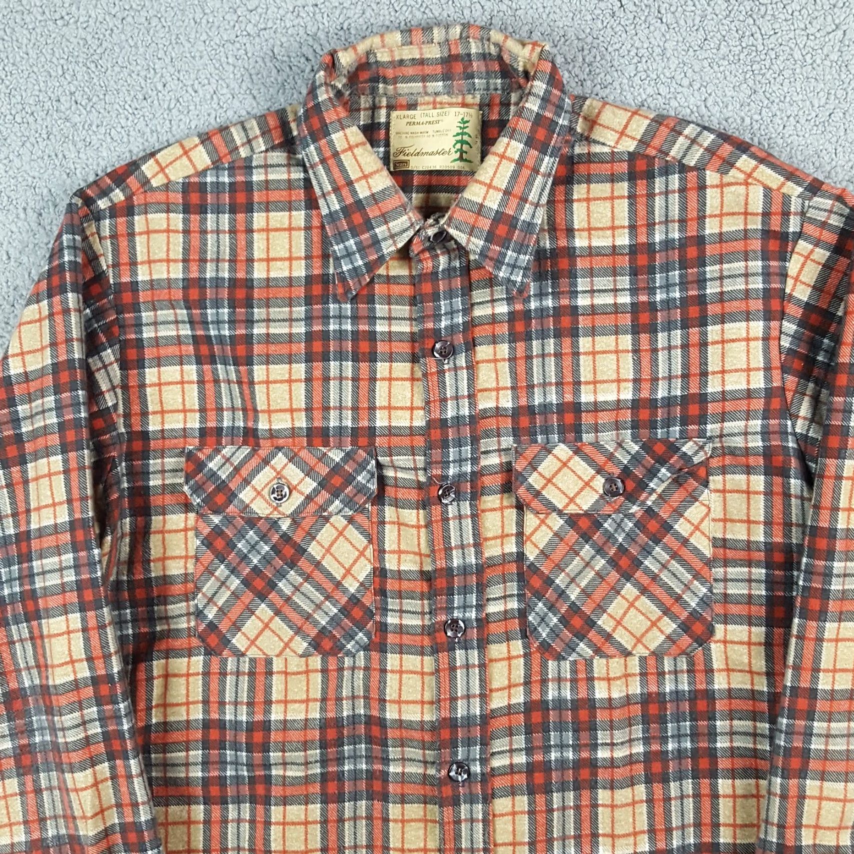 Sears VINTAGE Sears Field Master Flannel Plaid Button-Up Shirt Sz XL Long Sleeve Outdoor Lumberjack Grunge Mens Size US XL / EU 56 / 4 - 2 Thumbnail
