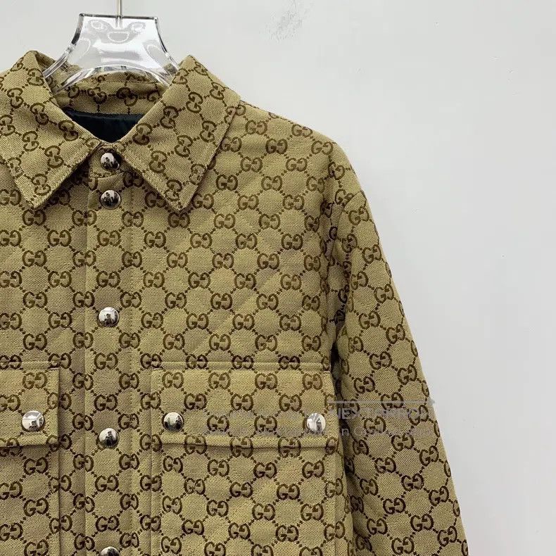 Gucci Gucci Brown logo jacquard full print cotton lapel single-b Size XXS / US 00 / IT 34 - 3 Thumbnail