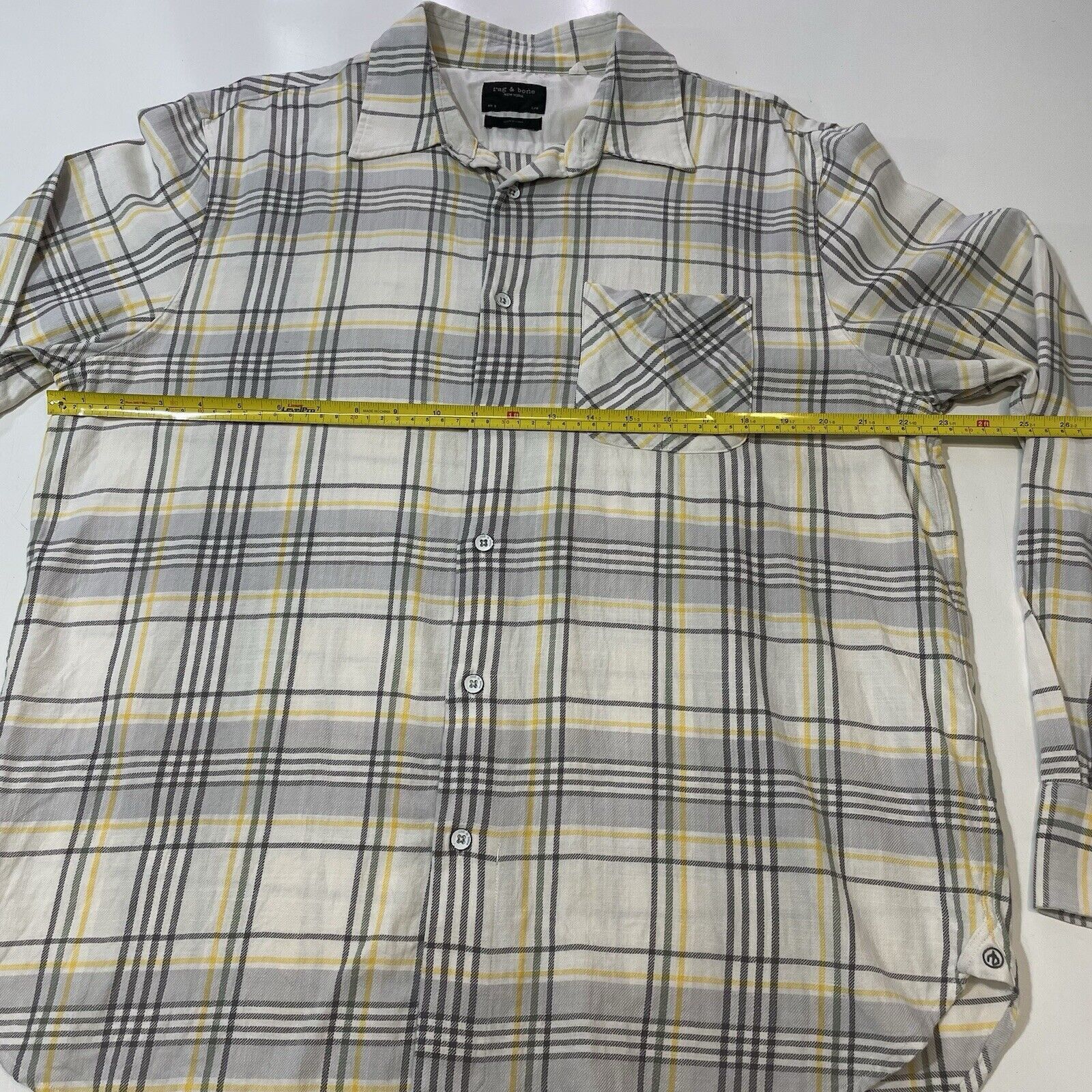 Rag & Bone Rag & Bone Men’s Fit 3 Casual Shirt Checks Ivory/White L Size US L / EU 52-54 / 3 - 7 Thumbnail