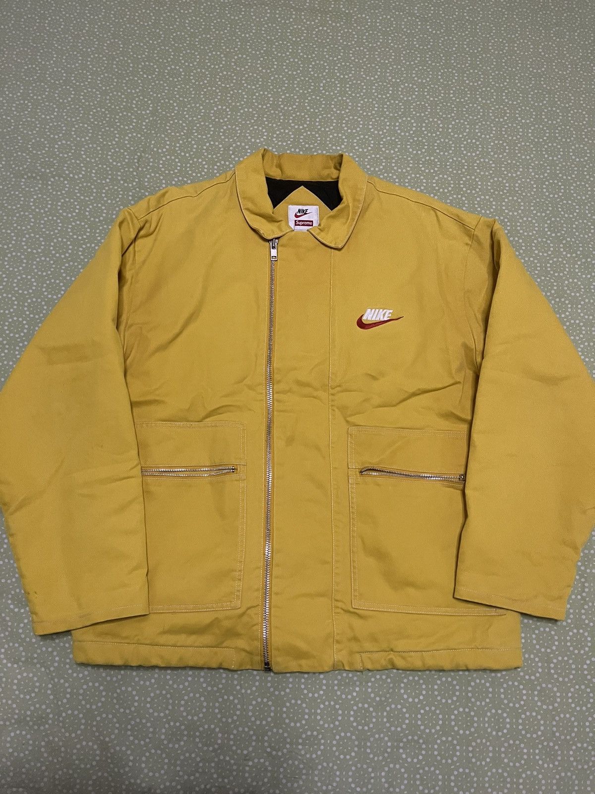 image of Nike Double Zip Quilted Work Jacket Mustard in Yellow, Men's (Size XL)