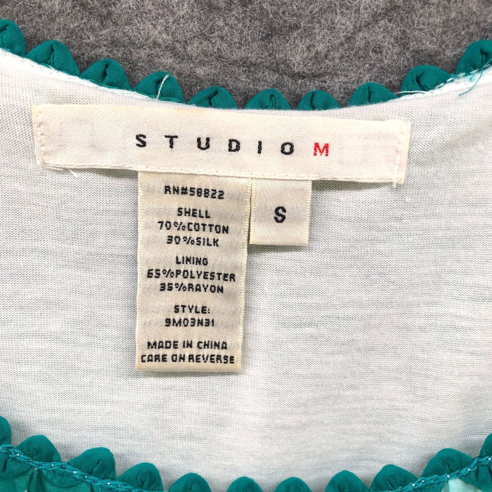 Vintage Studio M Womens Blouse Cotton Silk Floral Scoop Neck Short Sleeve Size S Teal Bohemian Casual Shirt Size S / US 4 / IT 40 - 6 Thumbnail