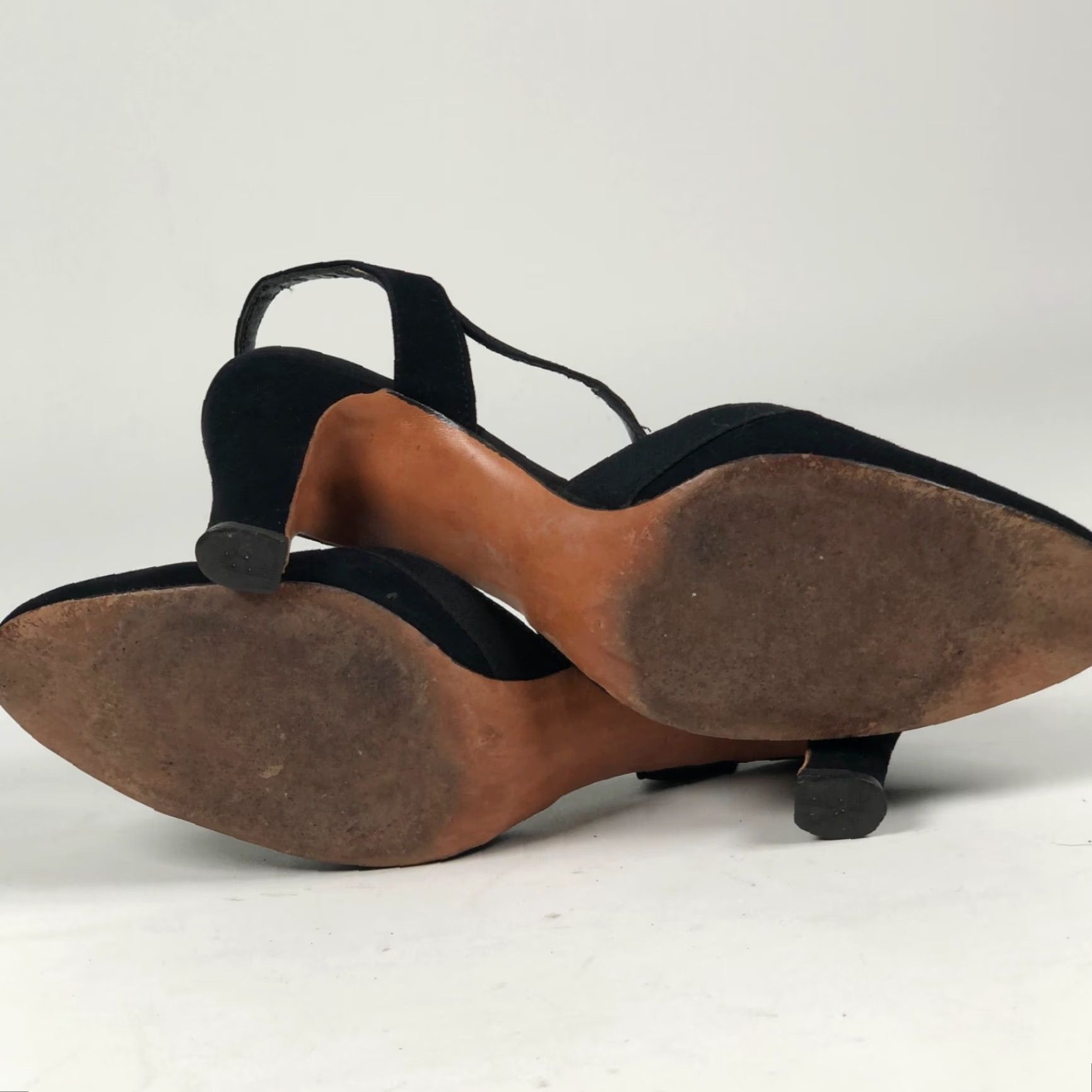 Vintage VINTAGE Stanley Phillipson Womens 7.5 AA Black Suede Slingback Heels Dress Shoes Size M / US 6-8 / IT 42-44 - 6 Thumbnail