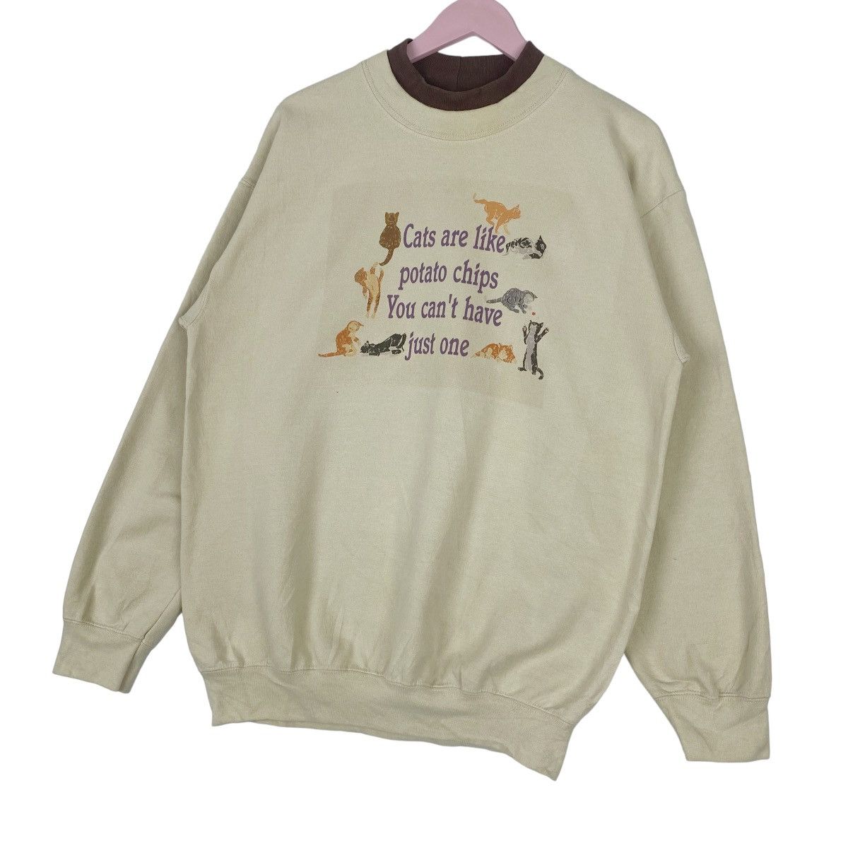 Designer × Vintage Cat Are Like Potato Chips Sweatshirt Crewneck Pullover Size US M / EU 48-50 / 2 - 3 Thumbnail