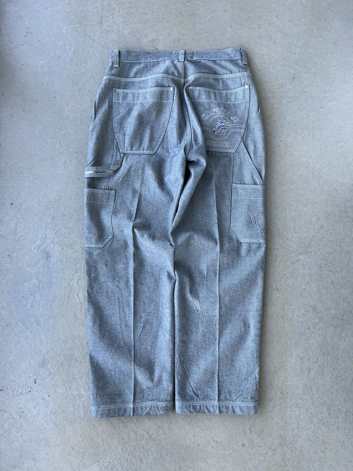 Clench Vintage Y2K Clench Jeans Silver Baggy Rave Style Pants Size US 34 / EU 50 - 2 Thumbnail