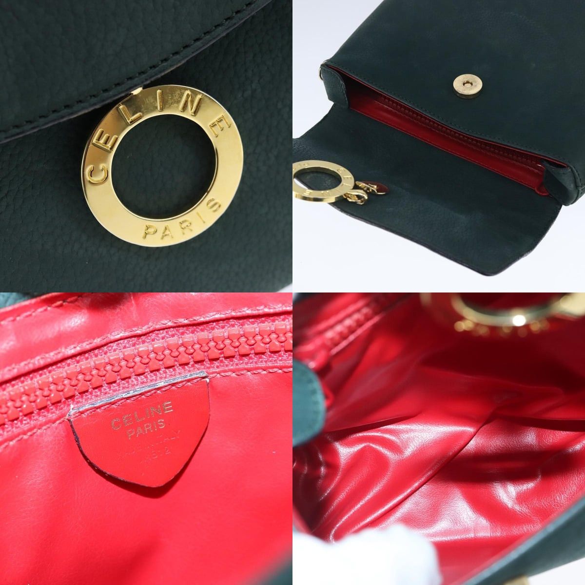 Celine CELINE Hand Bag Leather Green Gold Size ONE SIZE - 11 Thumbnail
