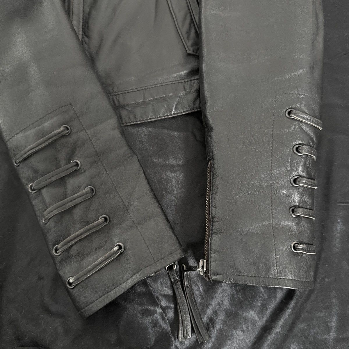 Vintage Avant-garde leather moto bomber jacket Size S / US 4 / IT 40 - 4 Thumbnail