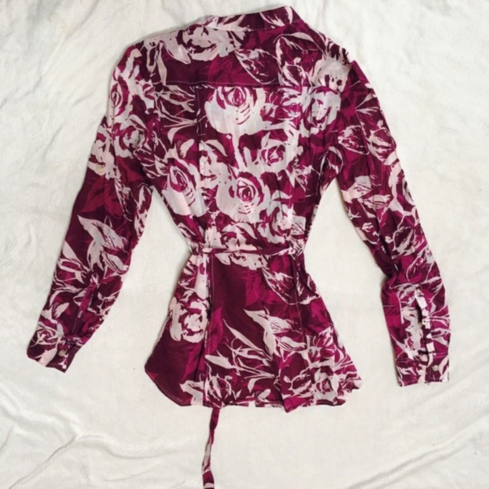 Other New York & Company Purple Floral Wrap Blouse | Sz XS Size XS / US 0-2 / IT 36-38 - 2 Thumbnail