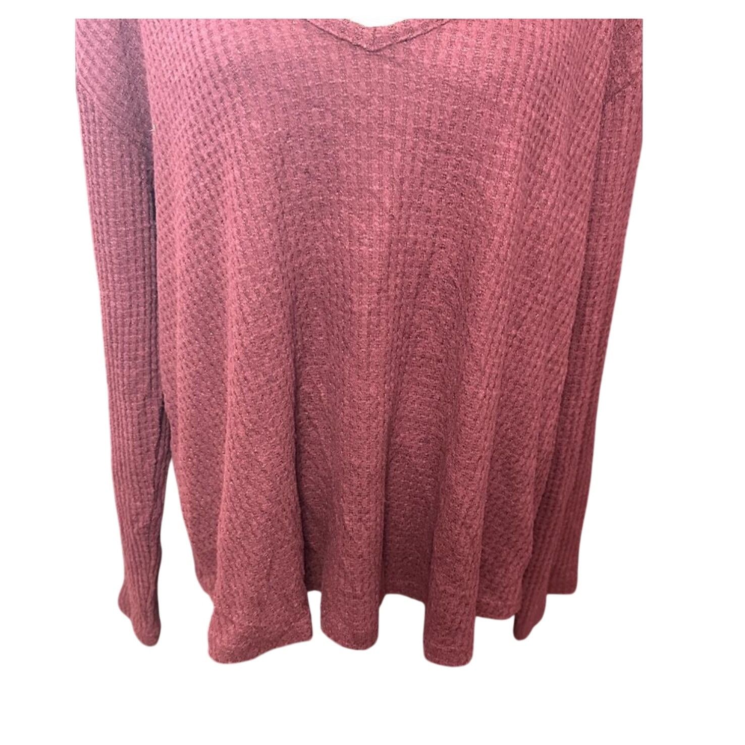 Other Abound Oversized Sweater V Neck Waffle Knit Red W XL NWOT Size XL / US 12-14 / IT 48-50 - 3 Thumbnail