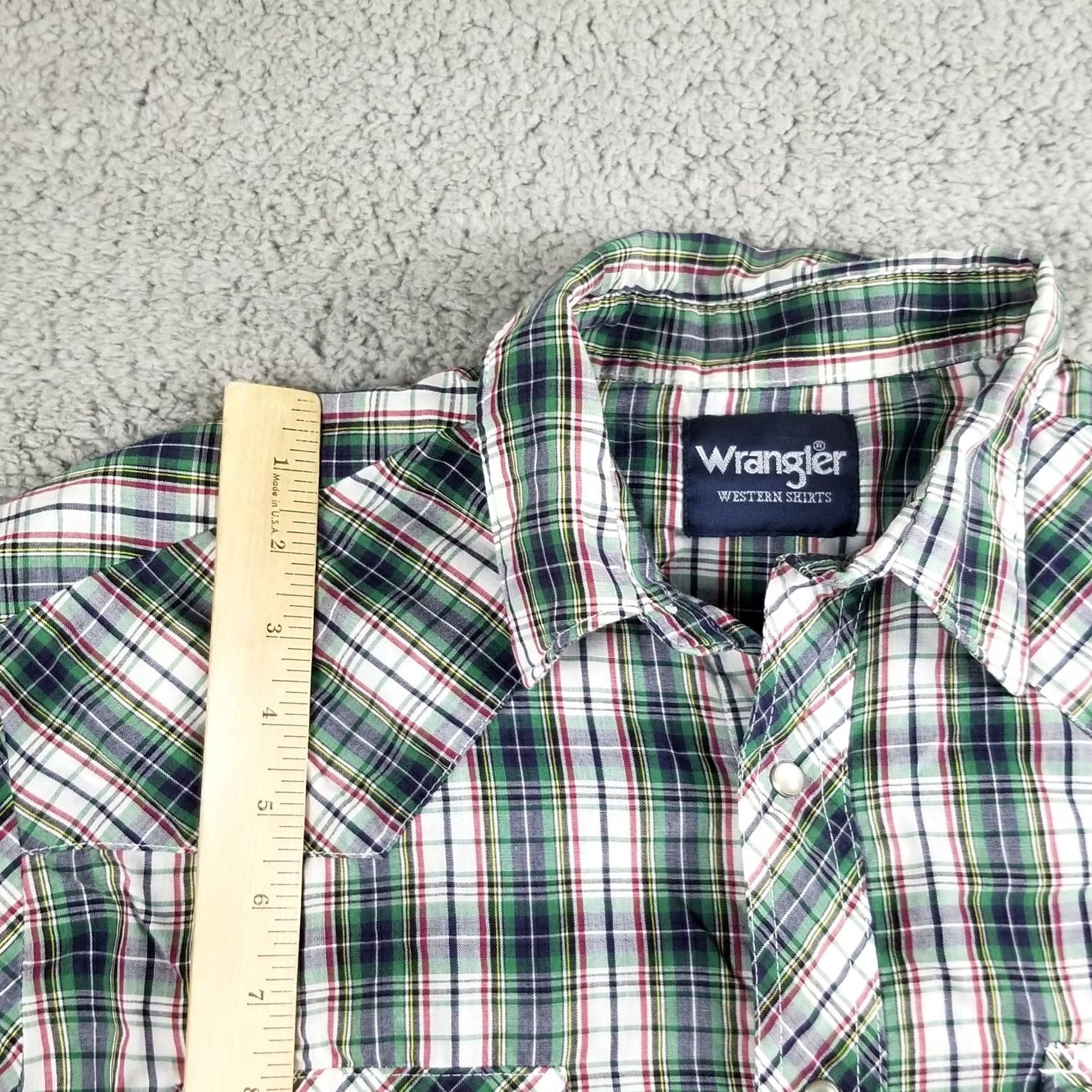 Wrangler VTG Wrangler Shirt Western Striped Button-Up Long Sleeve M L Green Red Cowboy Western Mens Wrangler Shirt Size US L / EU 52-54 / 3 - 3 Thumbnail