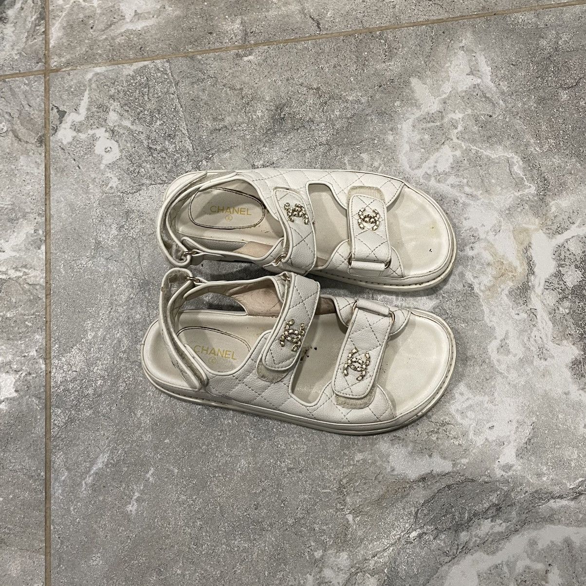 Vintage Chanel Dad Sandals slip on shoes old luxury flats mules Size US 10 / IT 40 - 1 Thumbnail
