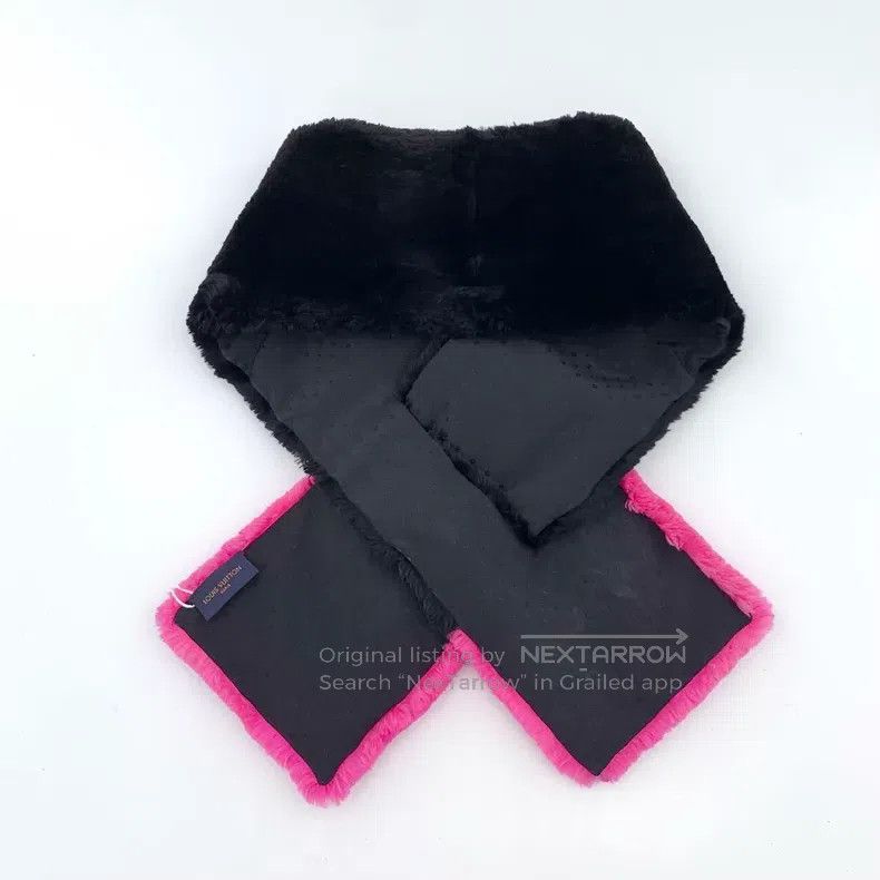 Louis Vuitton Louis Vuitton Black and pink color block logo mink silk sc Size ONE SIZE - 2 Thumbnail
