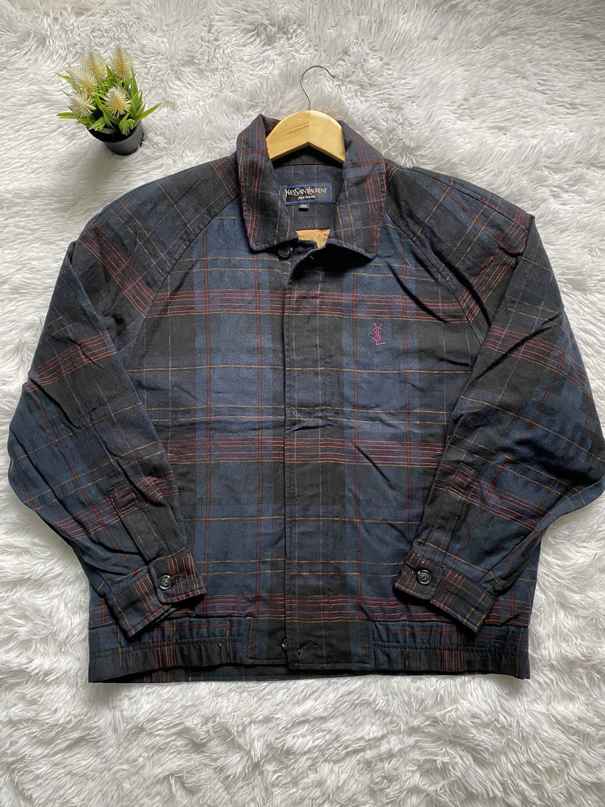 Vintage Vintage Ysl Checker Jacket Size US L / EU 52-54 / 3 - 1 Thumbnail