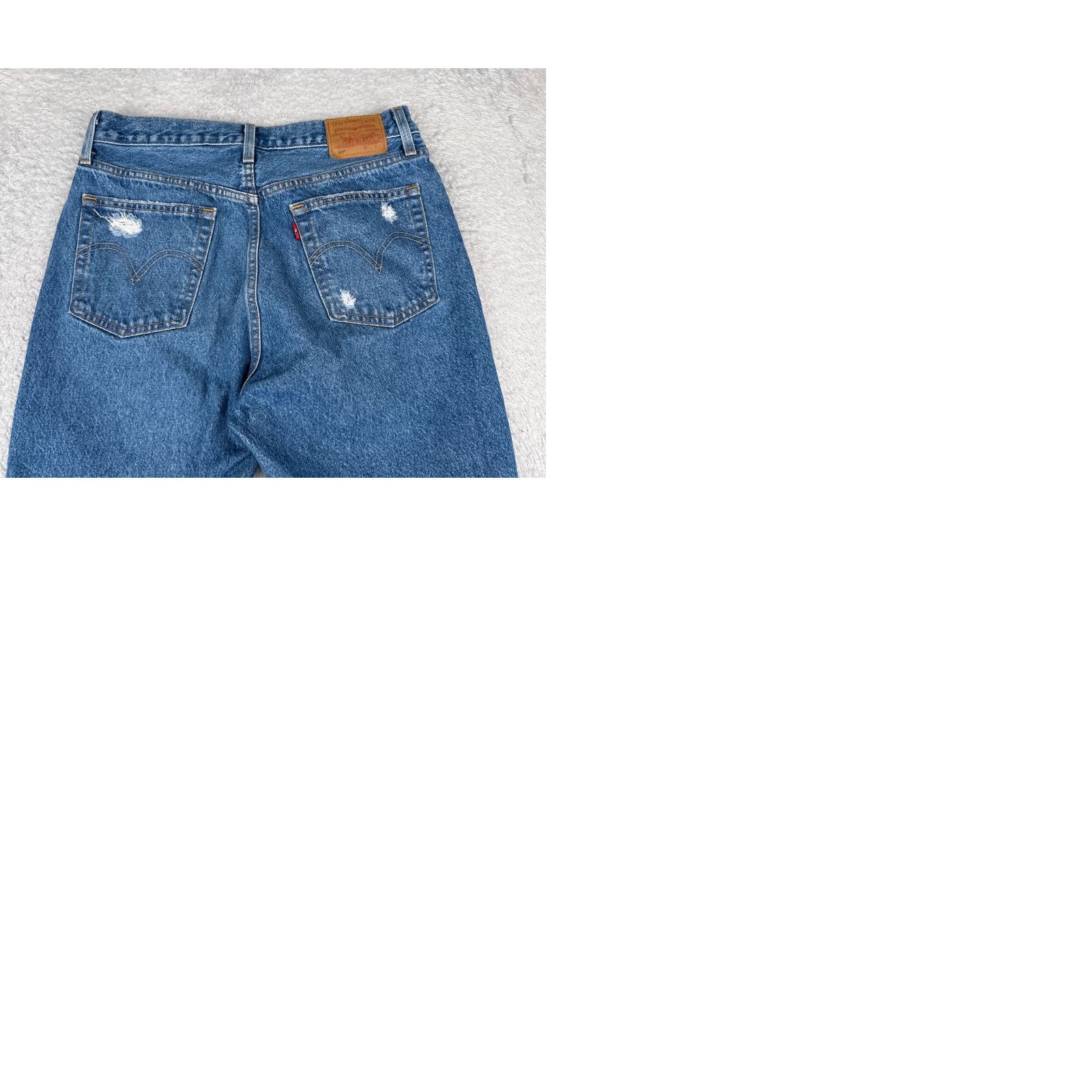 Levi's VINTAGE Levis Jeans 501 Levi'S Denim Blue 29x25 Distressed Button Fly Regular Mens Jeans 501 Series Retro 29 Size US 29 - 11 Thumbnail